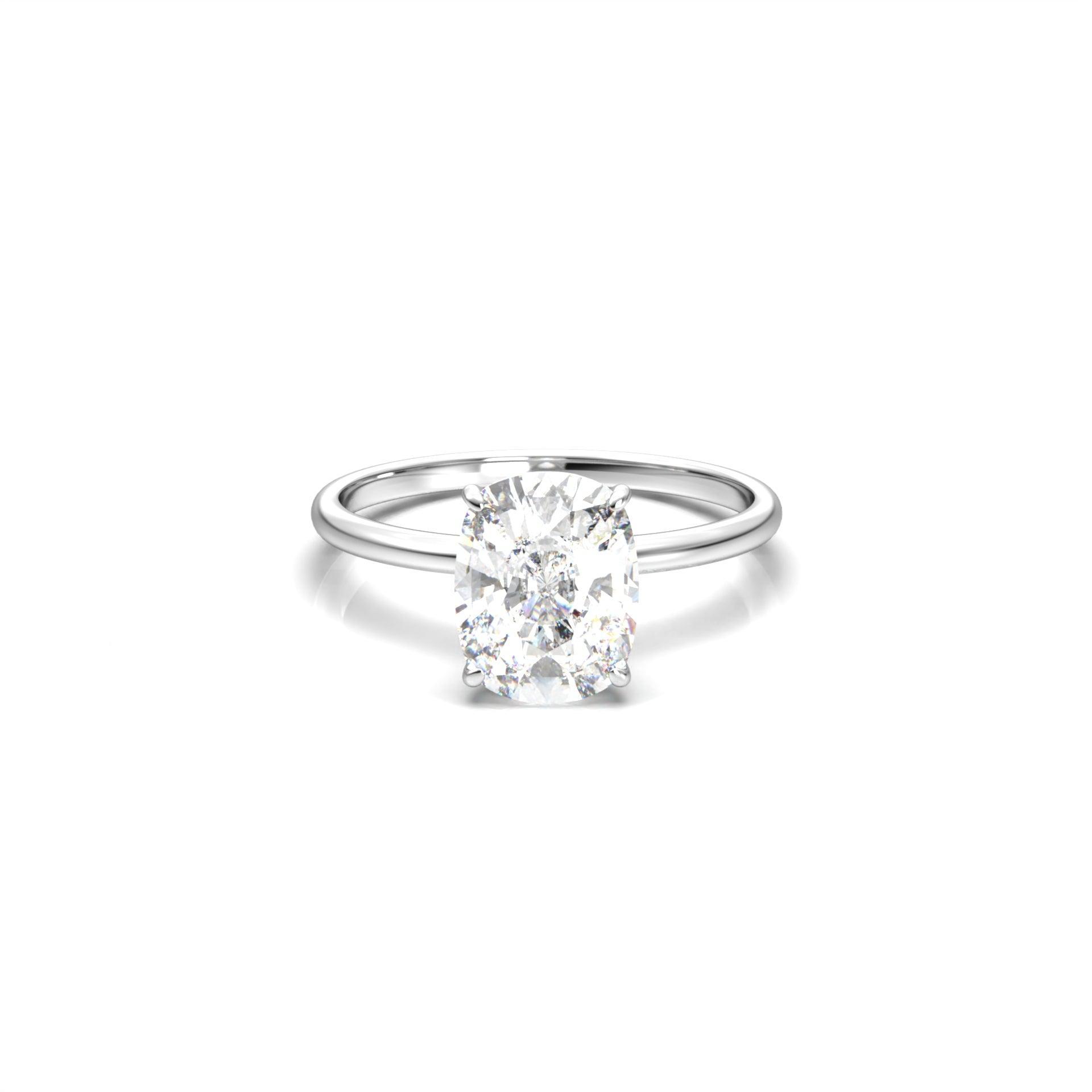1.25 Carats Elongated Cushion Shape Moissanite Hidden Halo Engagement Ring