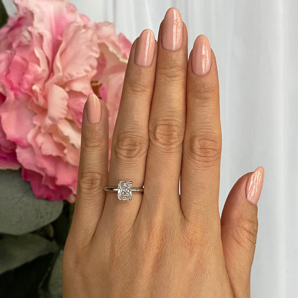 1.75 Carats Radiant Shape Moissanite Solitaire Engagement Ring