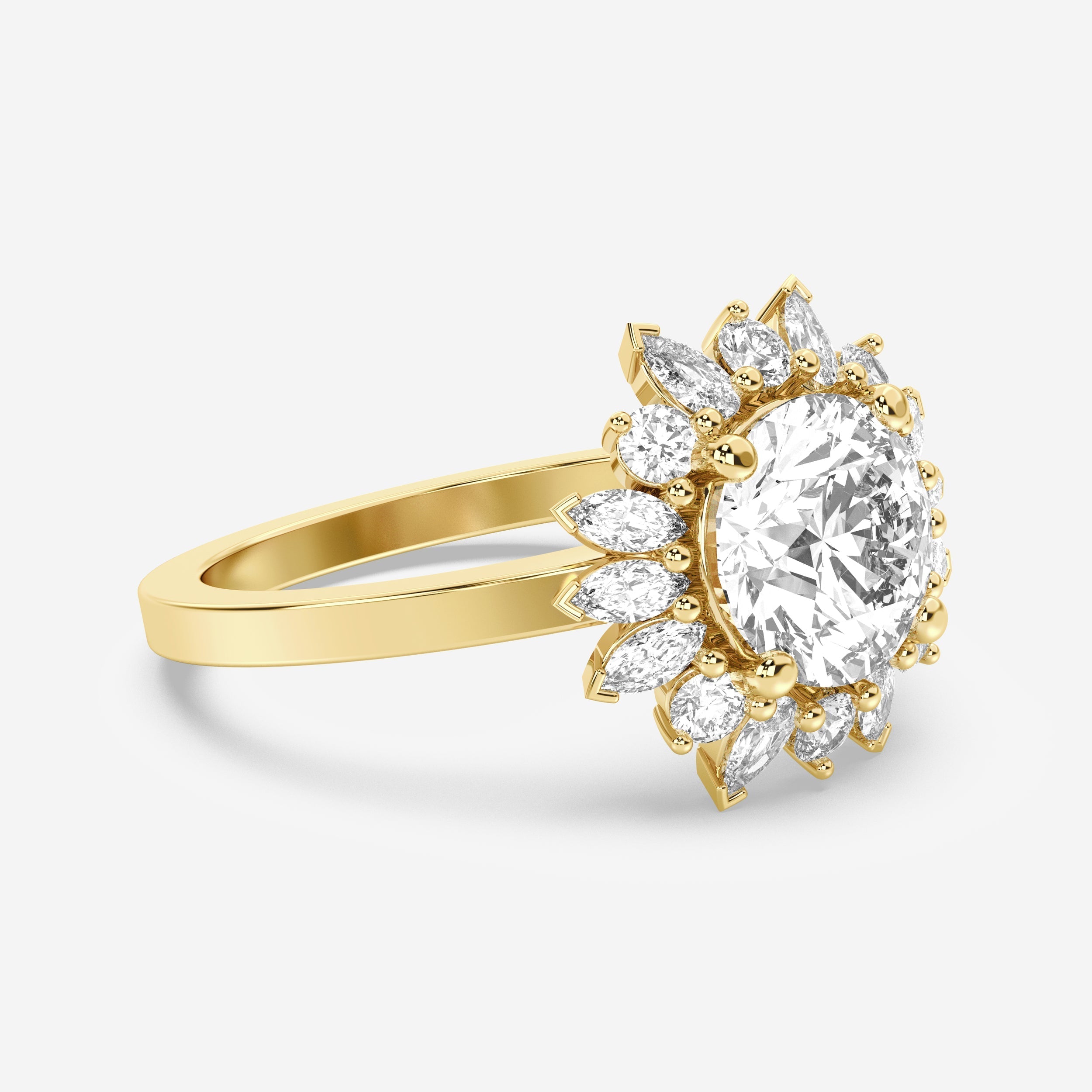 1.50 Carats Round Shape Moissanite Halo Engagement Ring