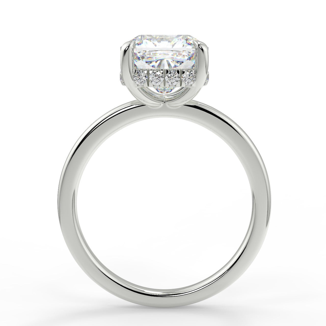 2.20 Carats Cushion Shape Moissanite Hidden Halo Engagement Ring