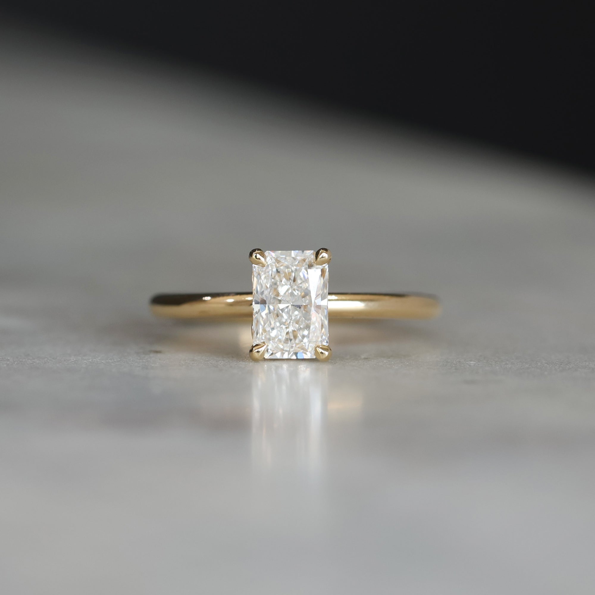 1.0 Carats Radiant Shape Moissanite Solitaire Engagement Ring