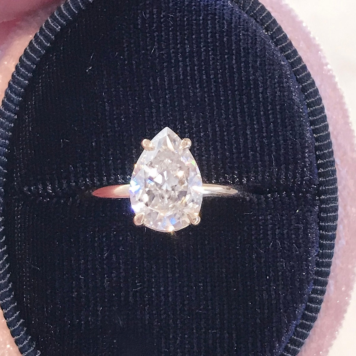2.80 Carats Pear Shape Moissanite Solitaire Engagement Ring