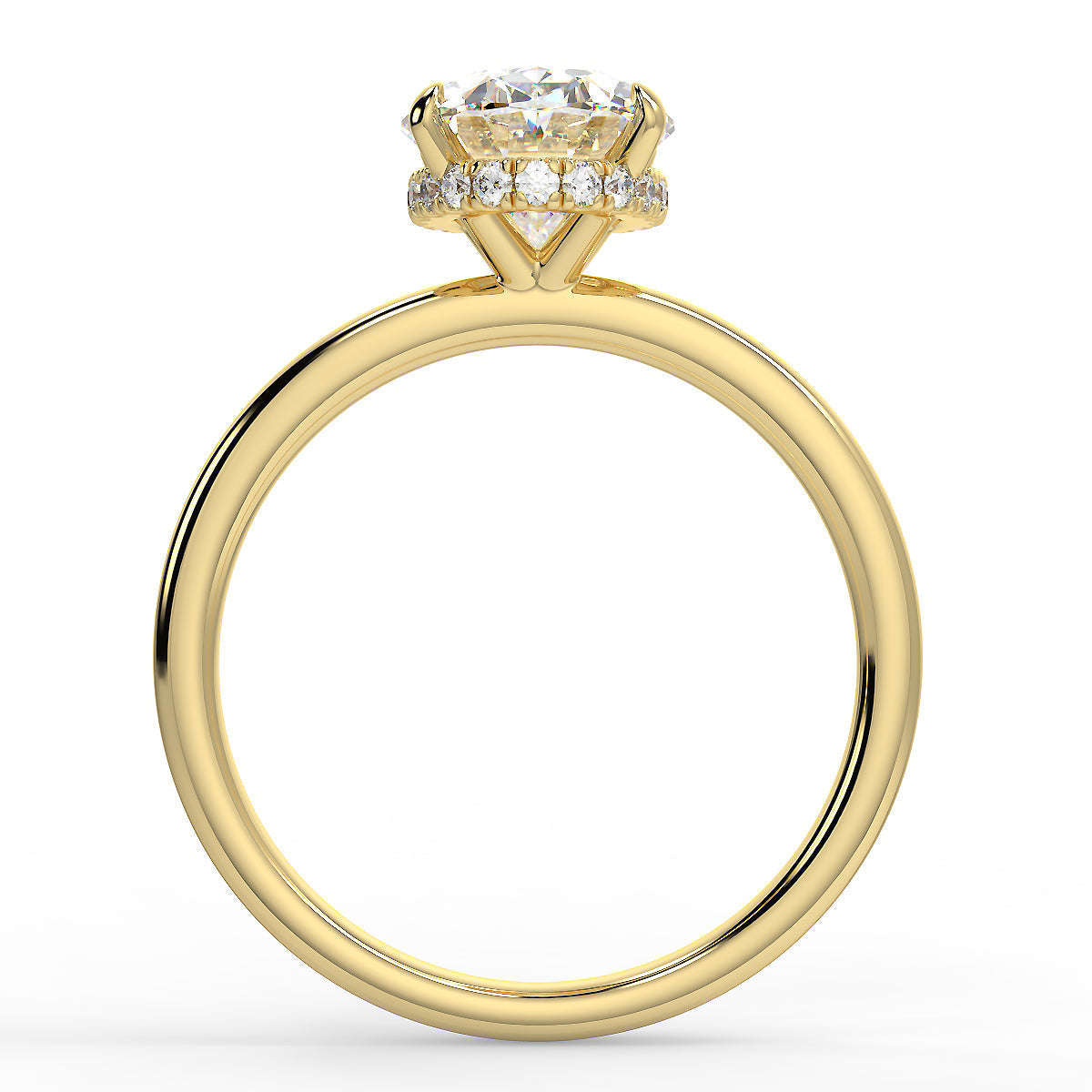 2.50 Carats Oval Shape Moissanite Hidden Halo Engagement Ring