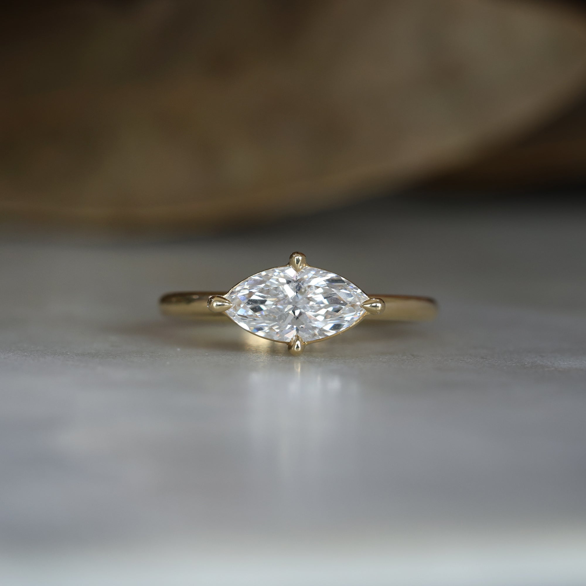1.01 Carats Marquise Shape Moissanite Solitaire Engagement Ring