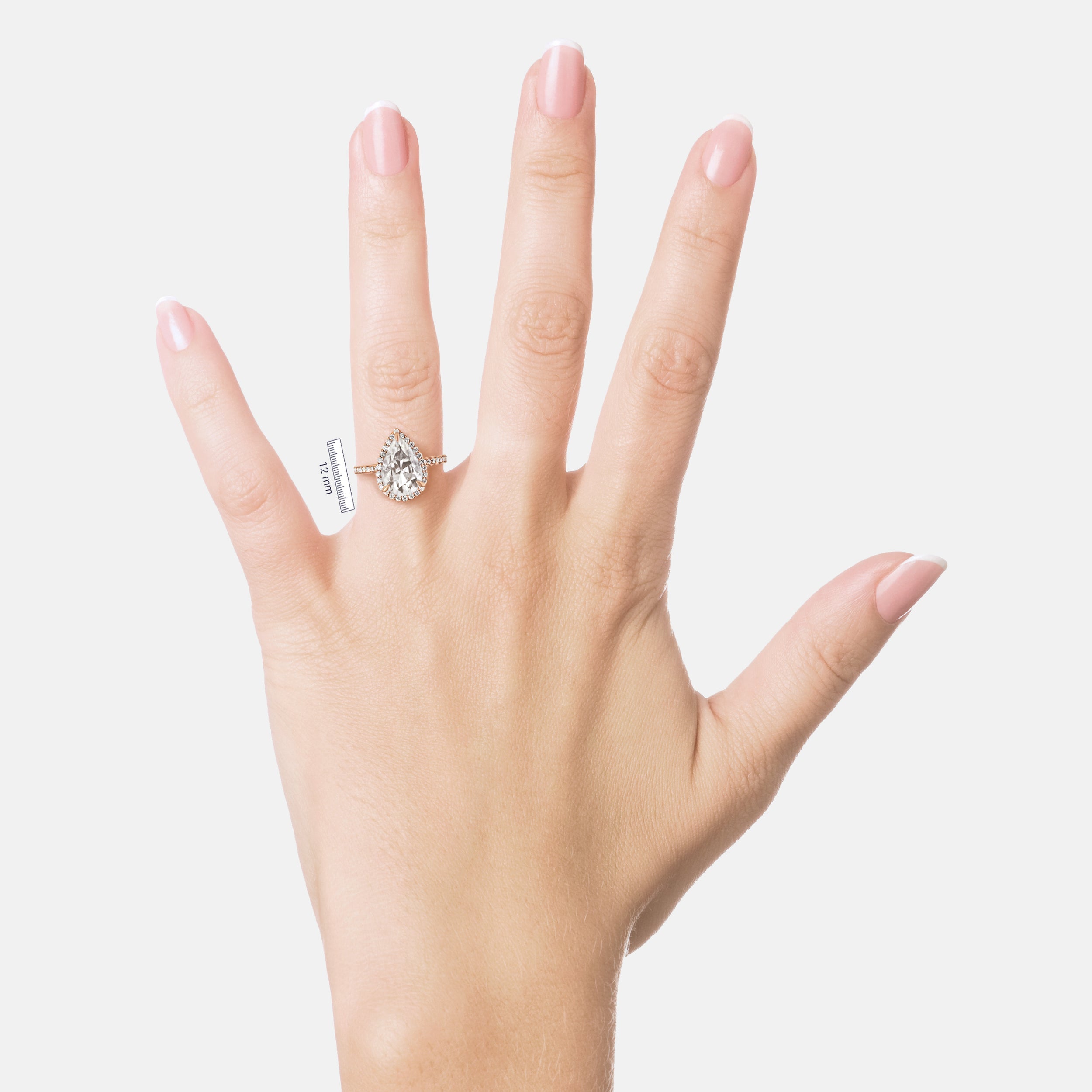 2.10 Carats Pear Shape Moissanite Halo & Pave Engagement Ring