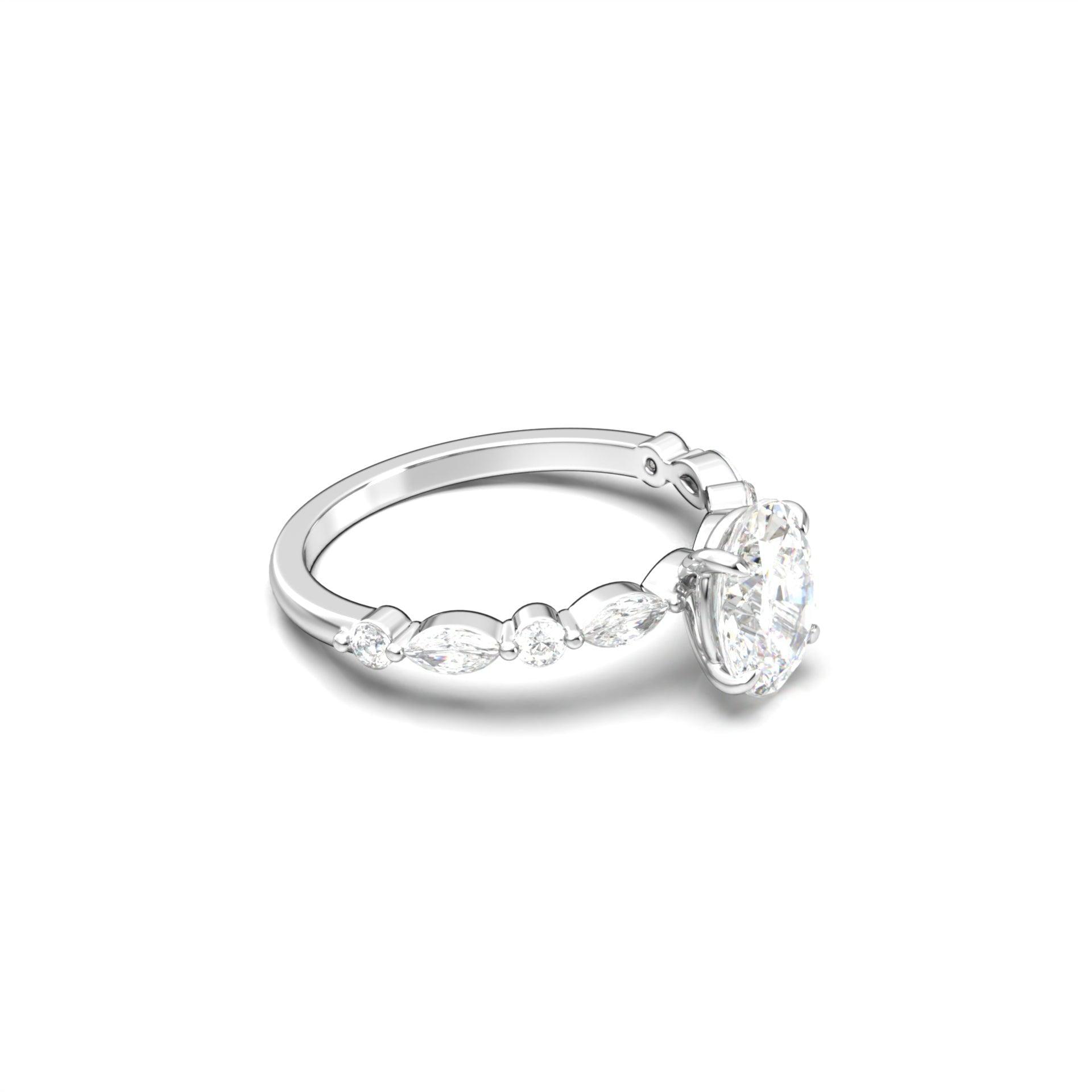 1.0 Carats Oval Shape Moissanite Pave Engagement Ring