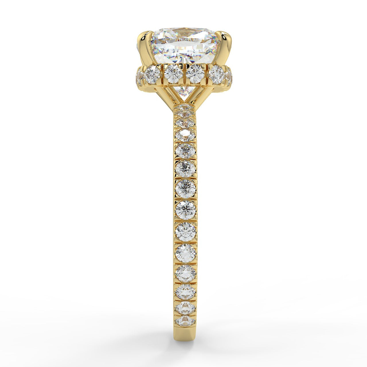2.50 Carats Cushion Shape Moissanite Hidden Halo & Pave Engagement Ring