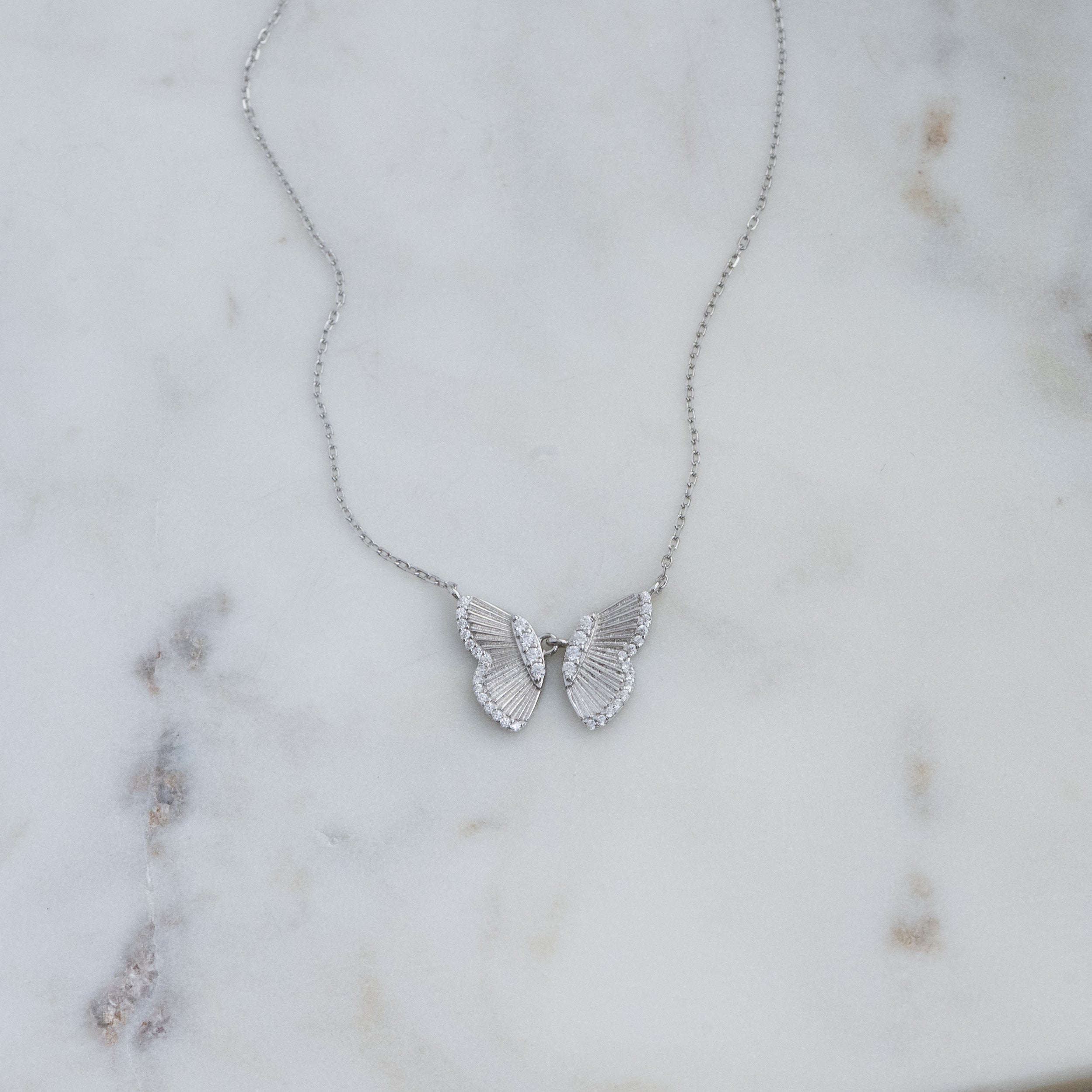 0.40 Carats Round Shape Moissanite Butterfly Necklace
