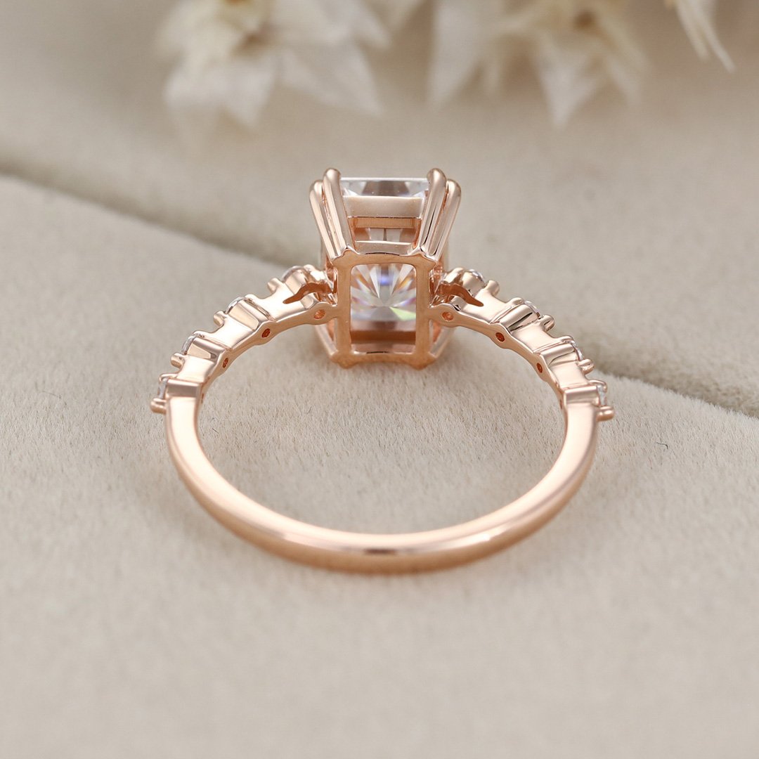 1.80 Carats Radiant Shape Moissanite Dainty Engagement Ring