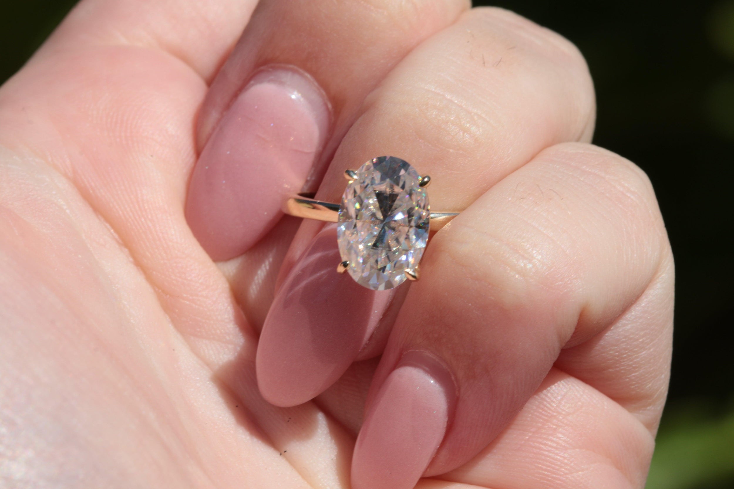 1.0 Carats Oval Shape Moissanite Solitaire Engagement Ring