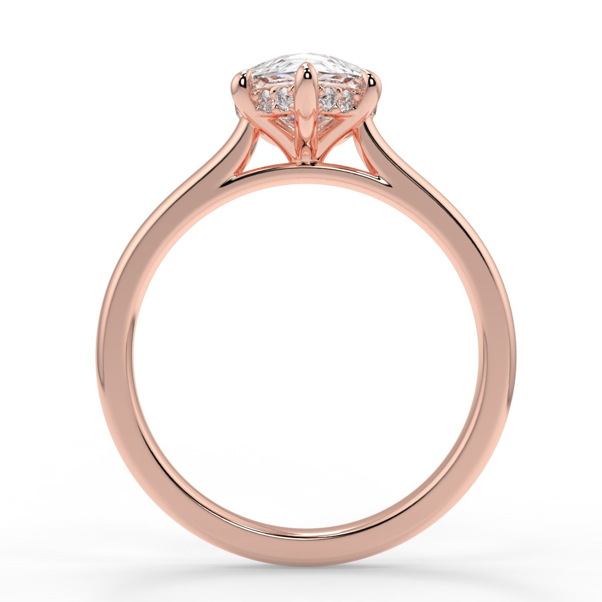 1.20 Carats Pear Shape Moissanite Hidden Halo Engagement Ring