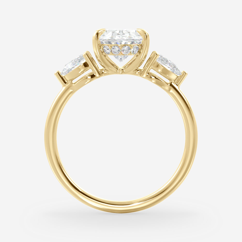 1.25 Carats Oval Shape Moissanite Three Stone Engagement Ring