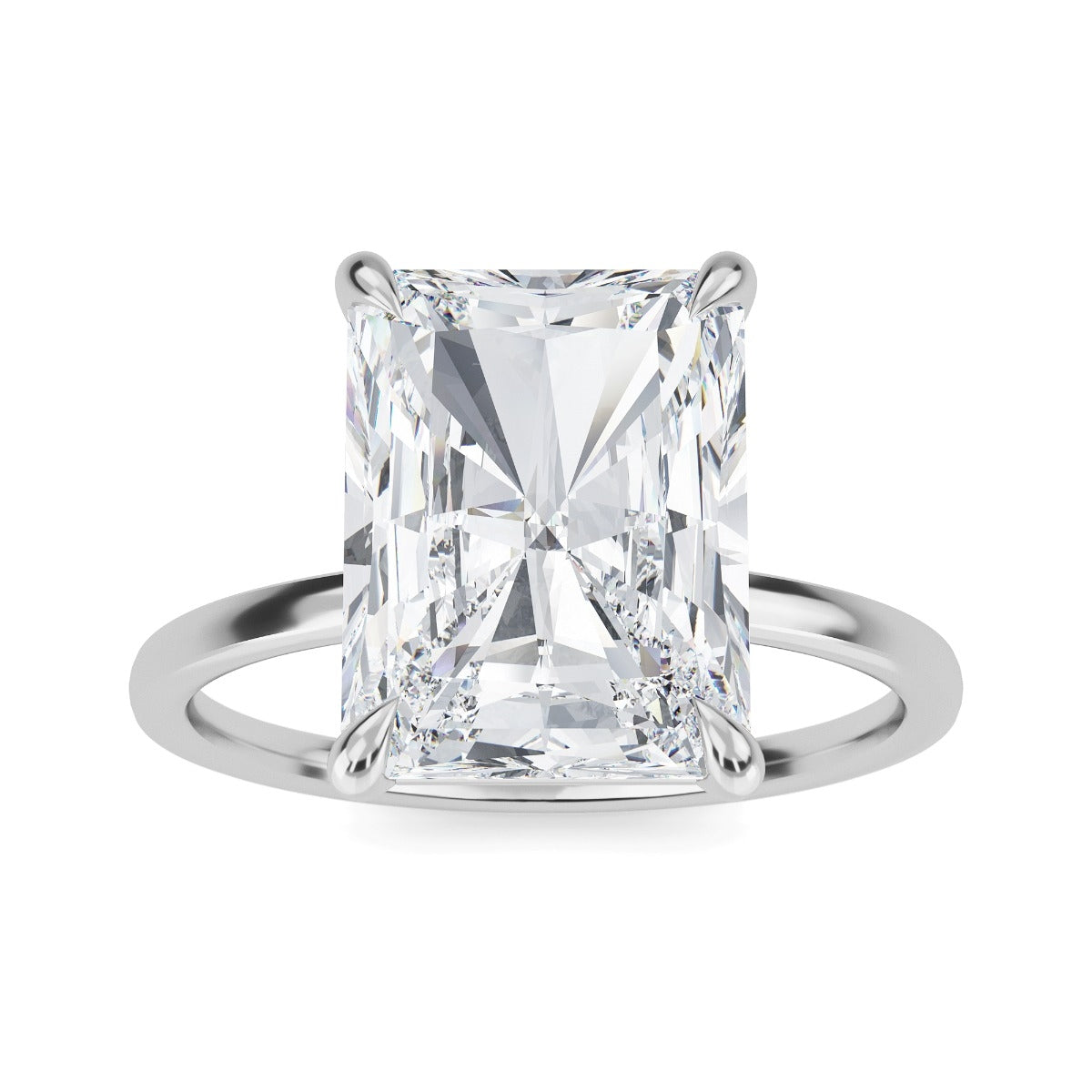 3.70 Carats Emerald Shape Moissanite Solitaire Engagement Ring
