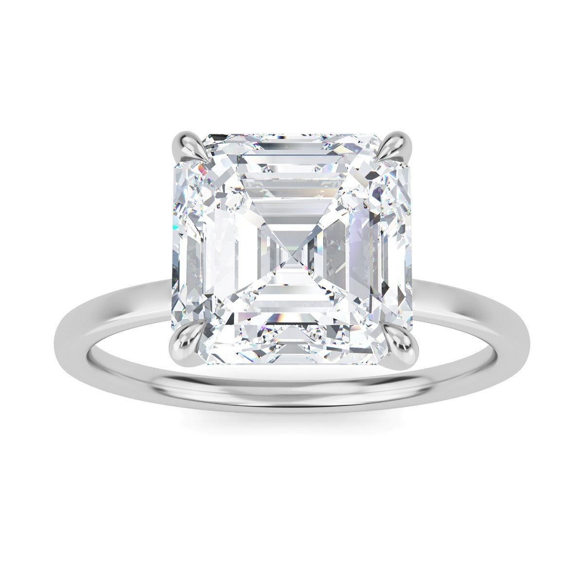 2.65 Carats Asscher Shape Moissanite Solitaire Engagement Ring