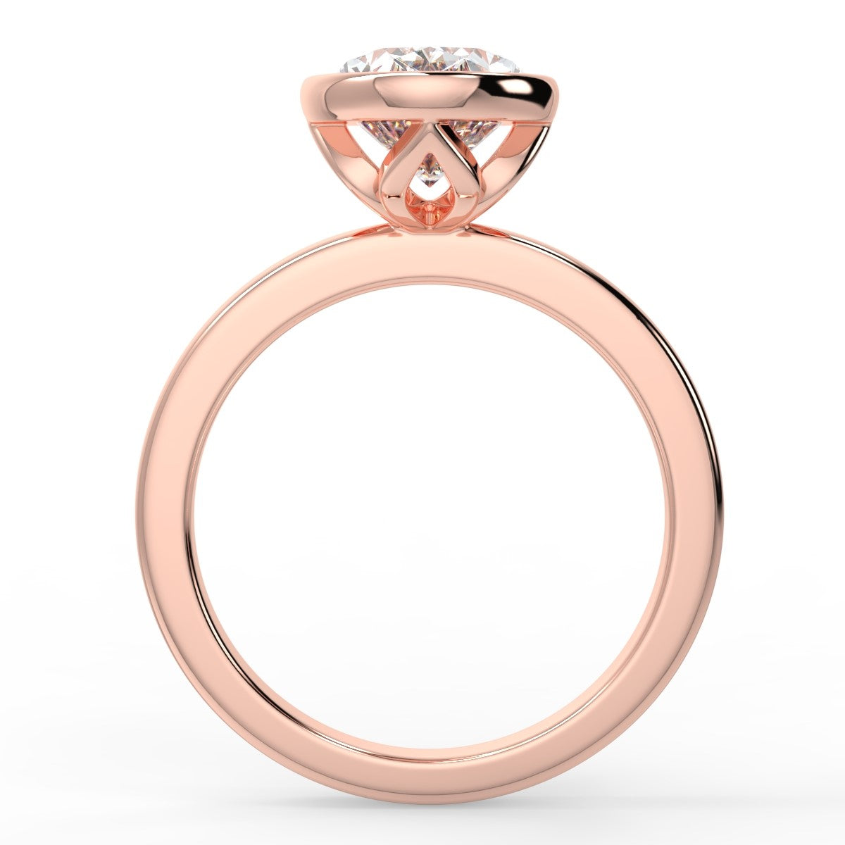 2.30 Carats Oval Shape Moissanite Bezel Solitaire Engagement Ring