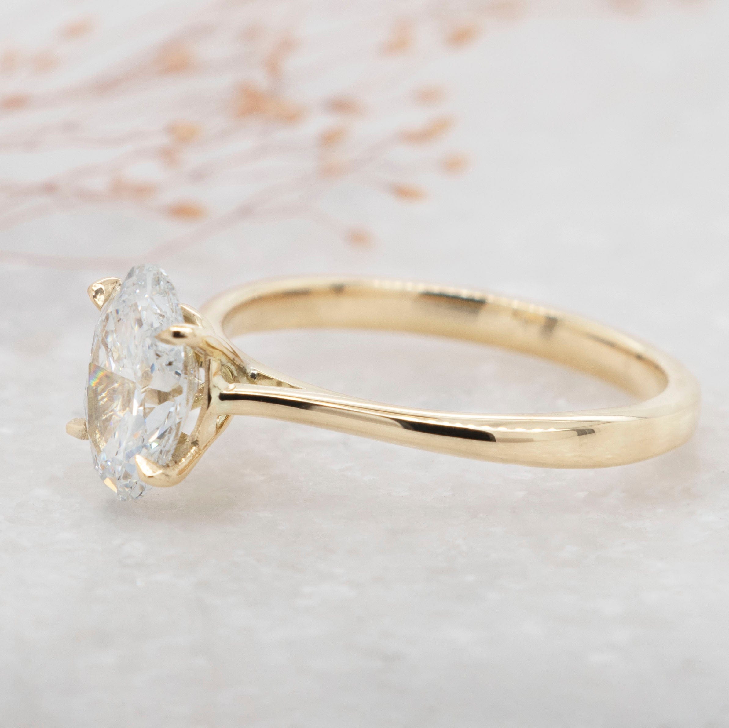 1.25 Carats Oval Shape Moissanite Solitaire Engagement Ring