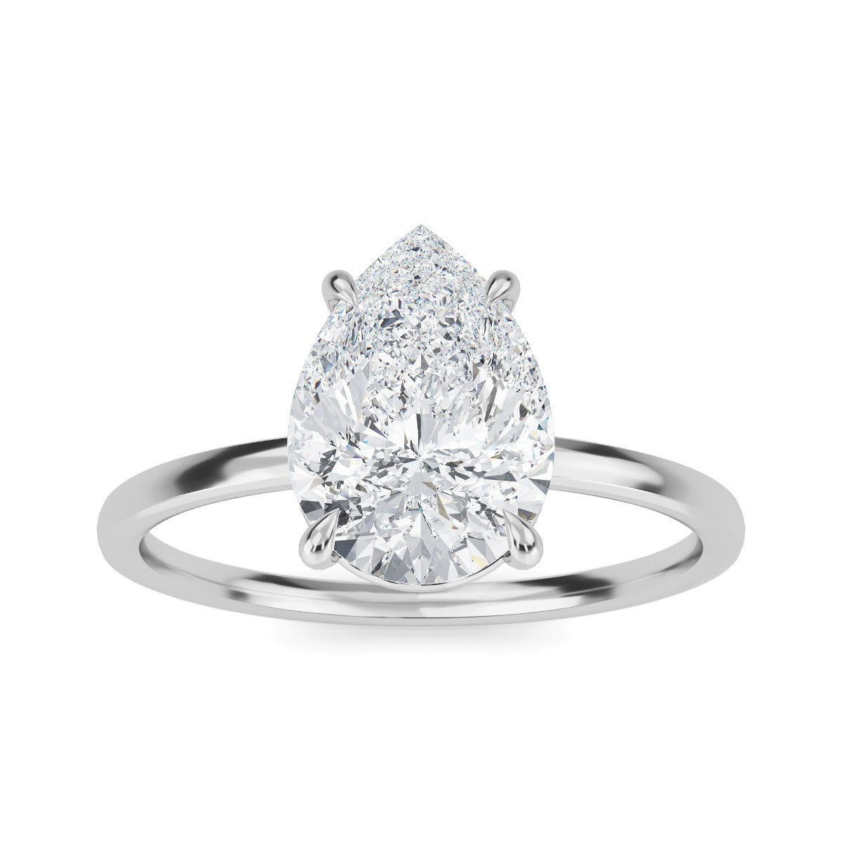 2.80 Carats Pear Shape Moissanite Solitaire Engagement Ring