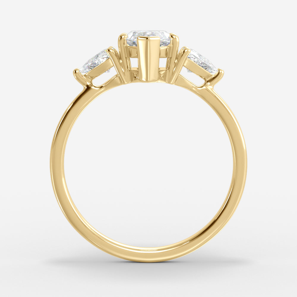 1.0 Carats Marquise Shape Moissanite Three Stone Engagement Ring