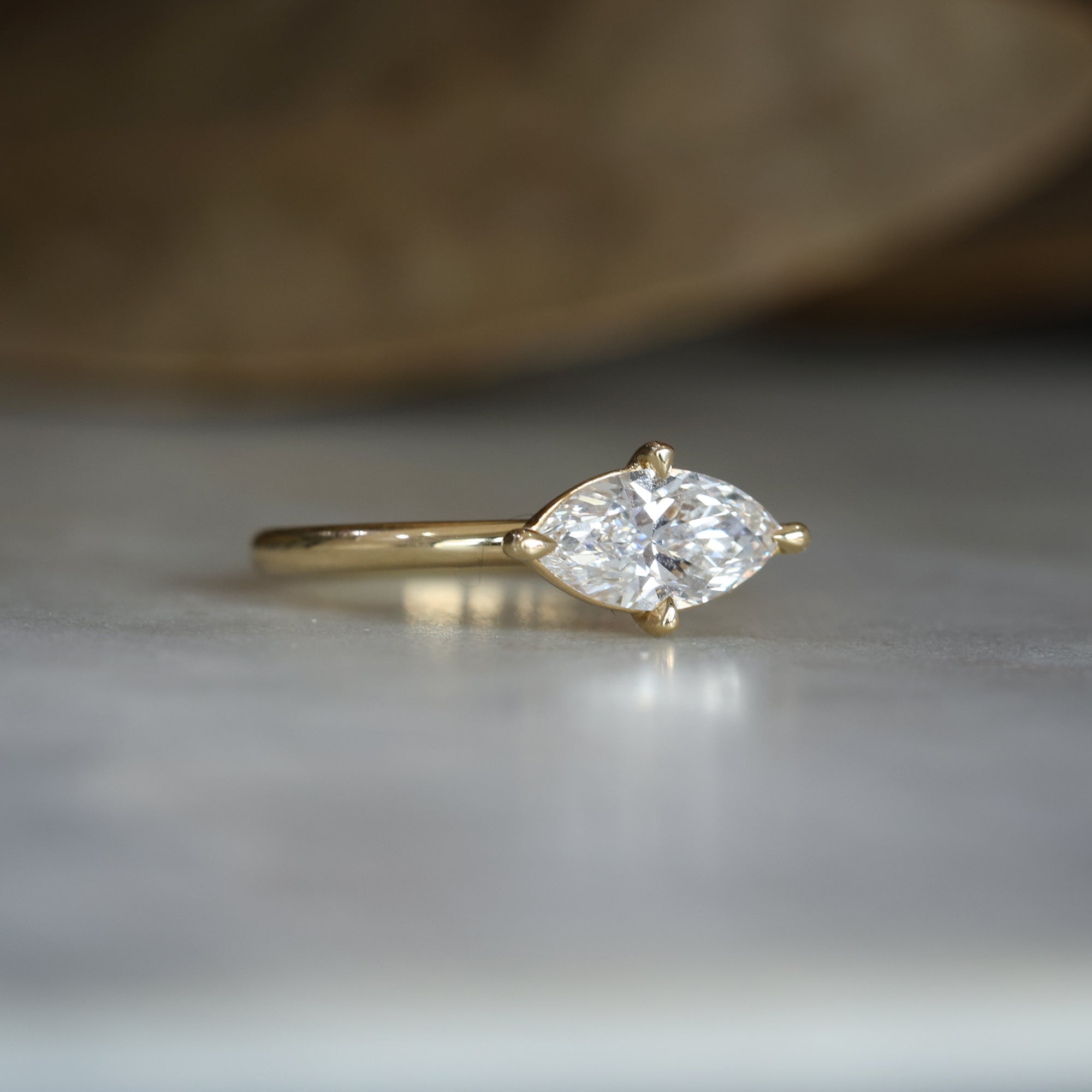1.01 Carats Marquise Shape Moissanite Solitaire Engagement Ring