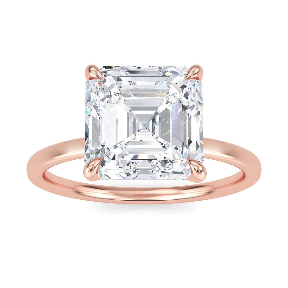 2.65 Carats Asscher Shape Moissanite Solitaire Engagement Ring