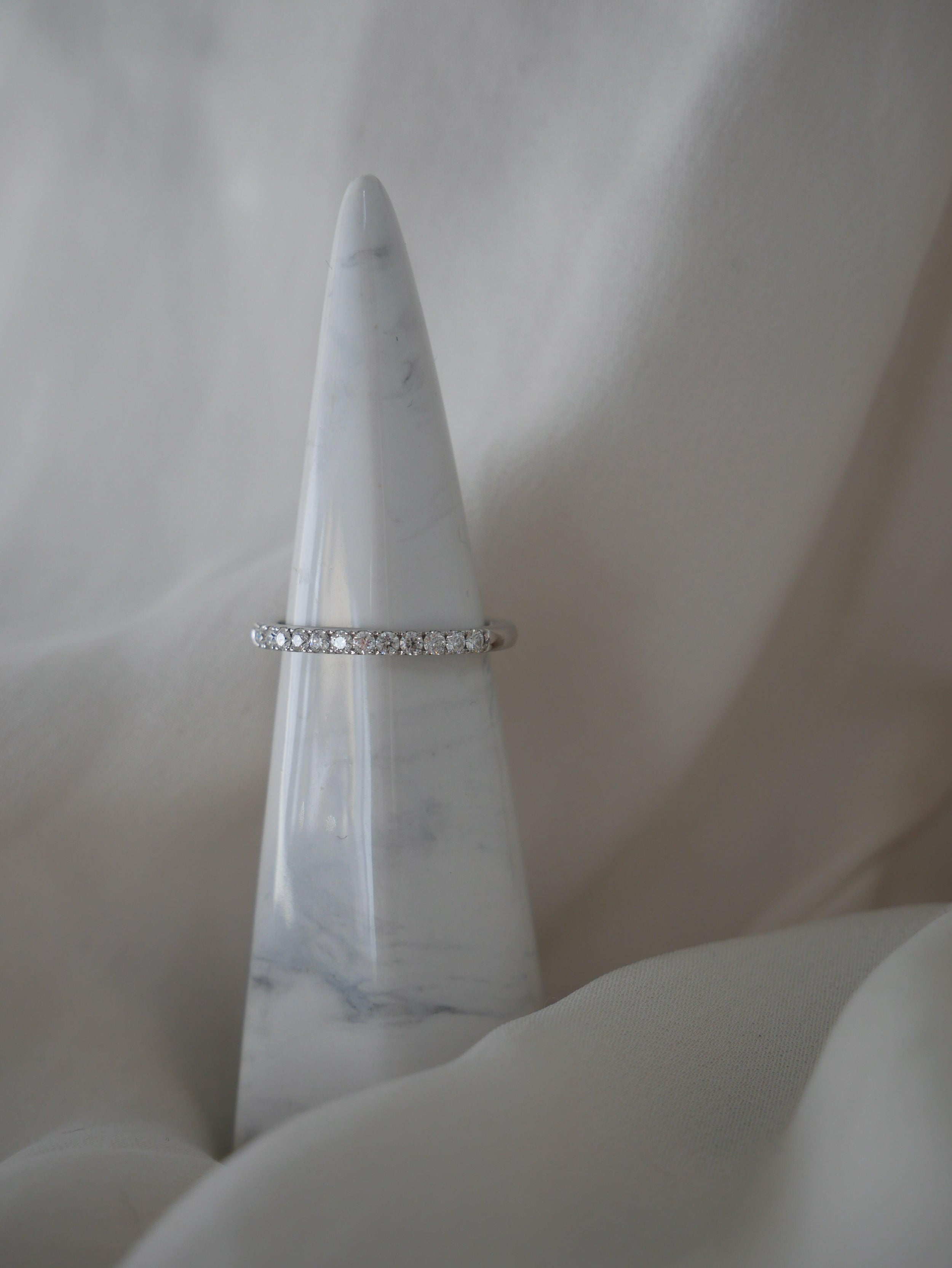 0.45 Carats Moissanite Round Shape Half Pave Wedding Band