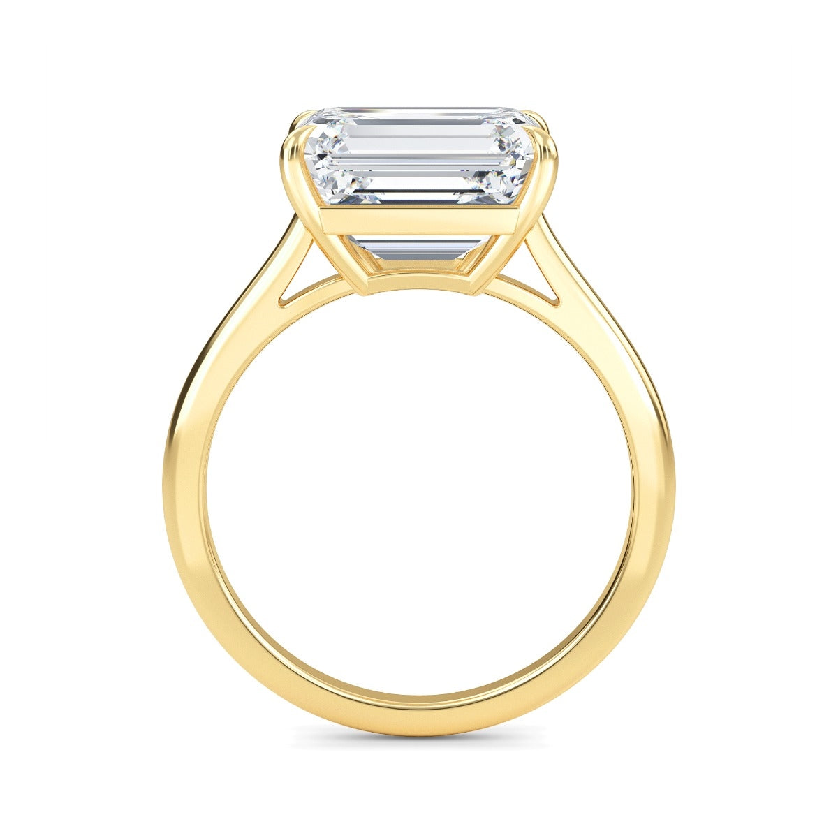3.0 Carats East West Emerald Shape Moissanite Solitaire Engagement Ring