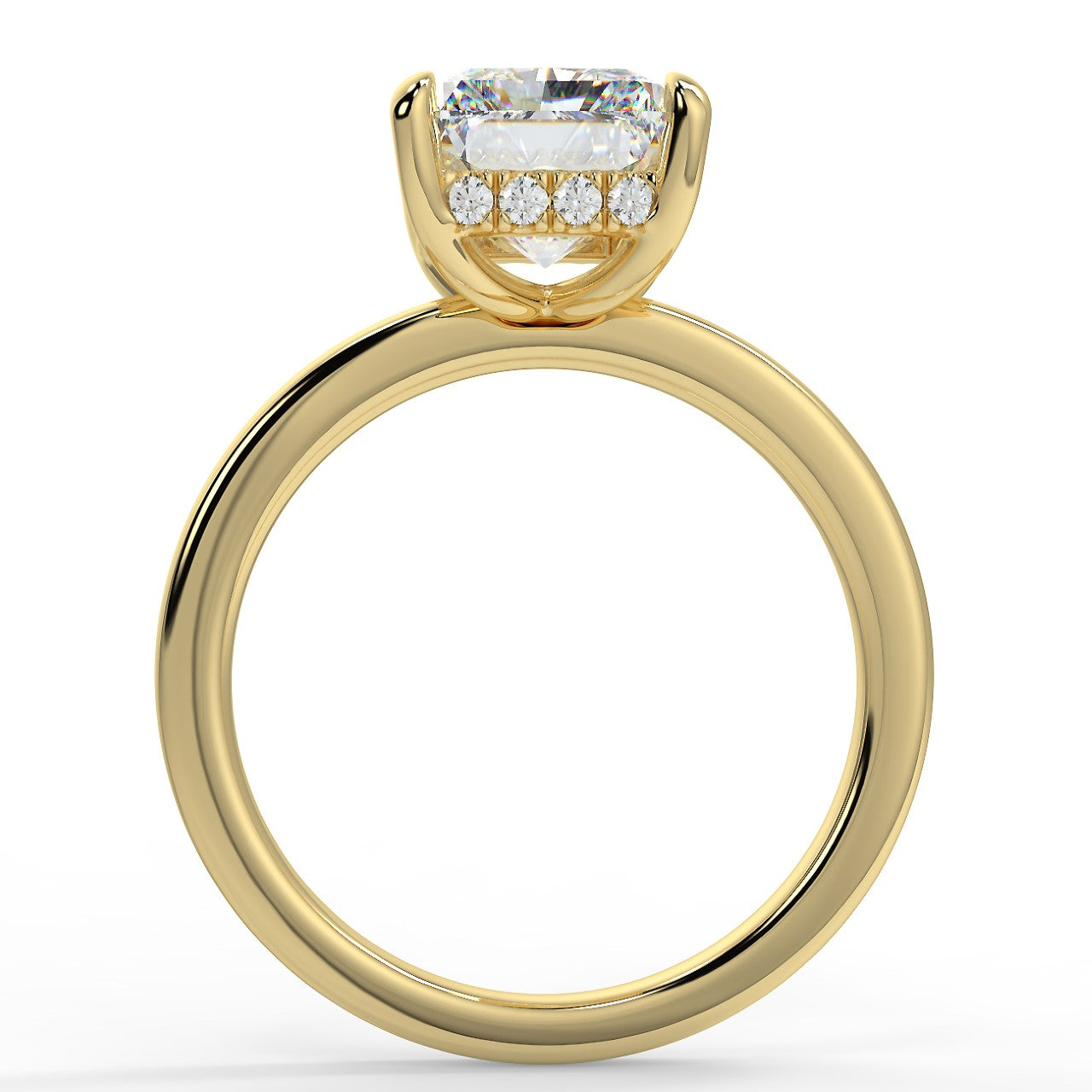 3.0 Carats Radiant Shape Moissanite Hidden Halo Engagement Ring
