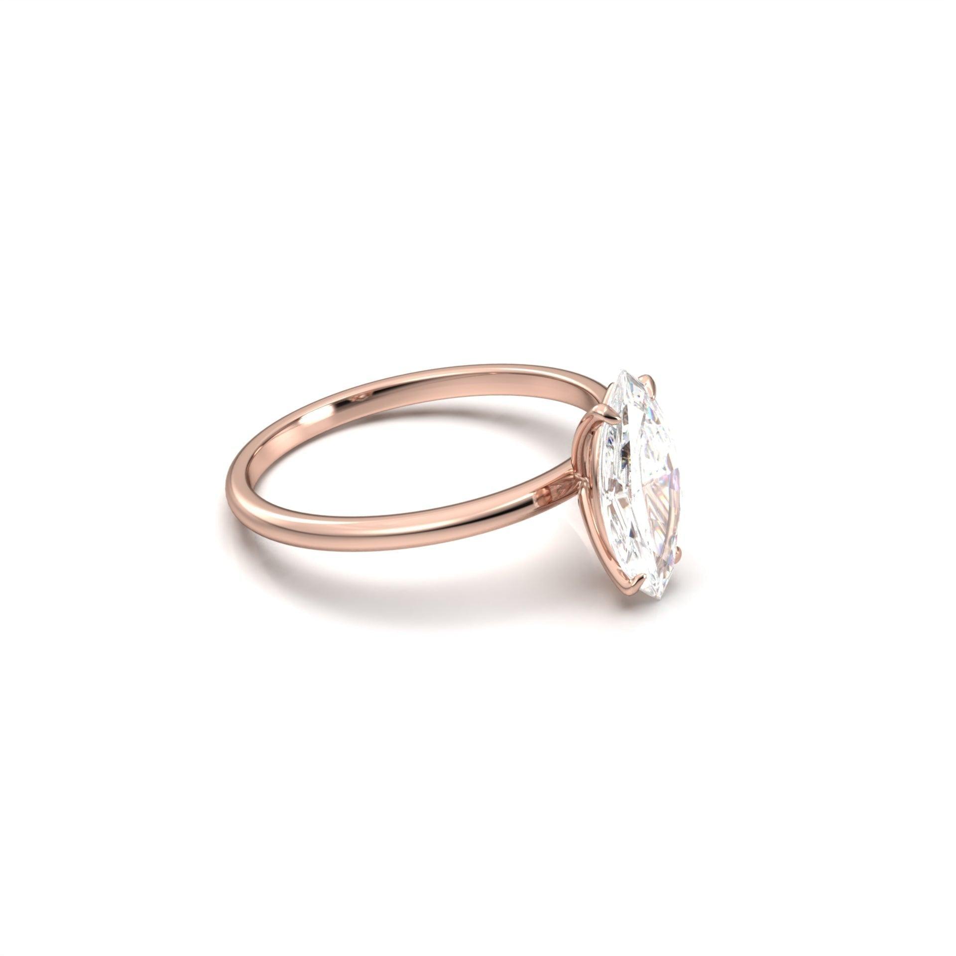 2.50 Carats Marquise Shape Moissanite Solitaire Engagement Ring