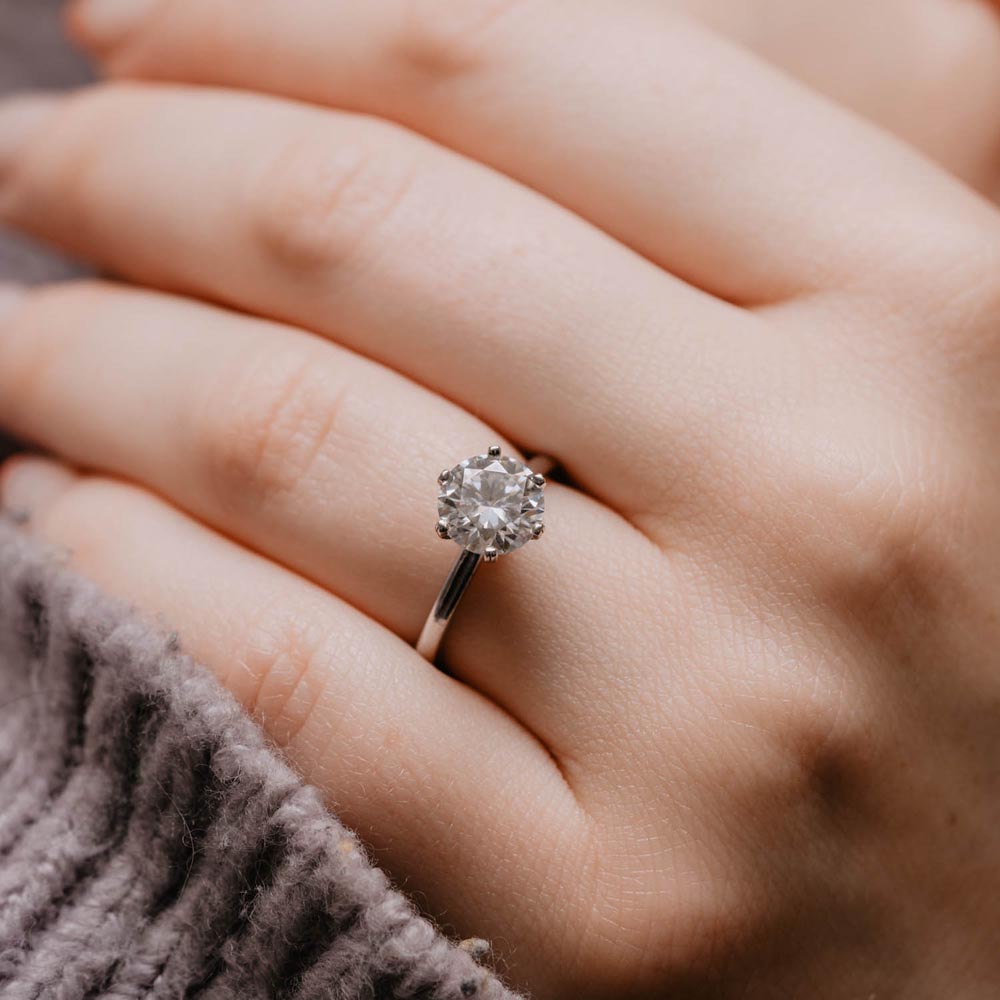 1.25 Carats Round Shape Moissanite Solitaire Engagement Ring