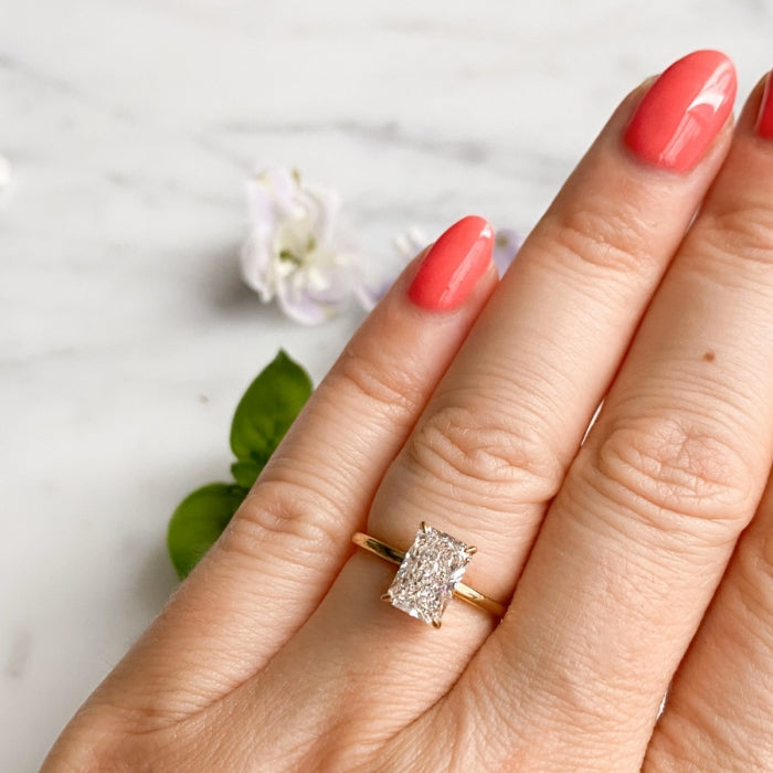 1.64 Carats Radiant Shape Moissanite Solitaire Engagement Ring
