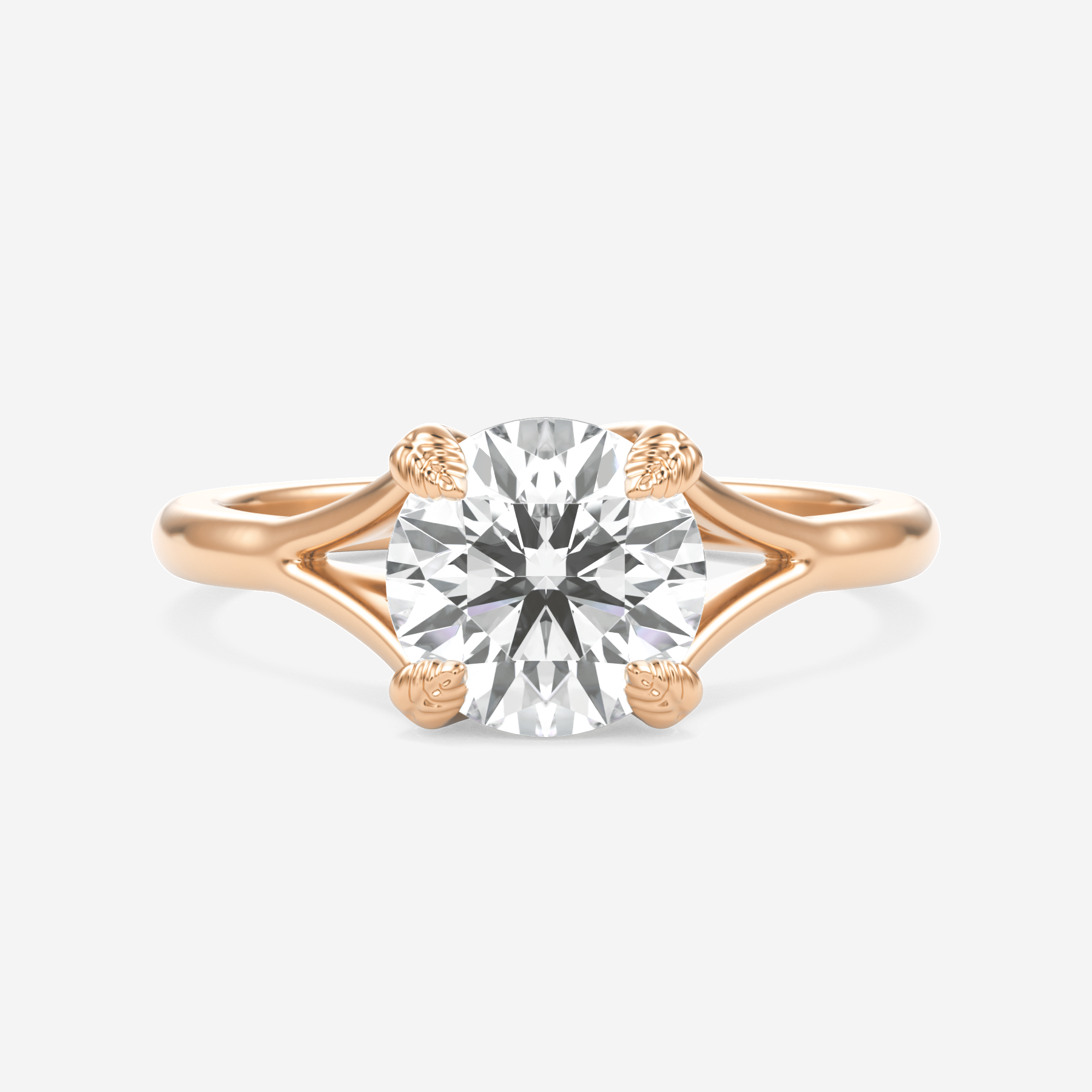 1.50 Carats Round Shape Moissanite Solitaire Split Shank Engagement Ring