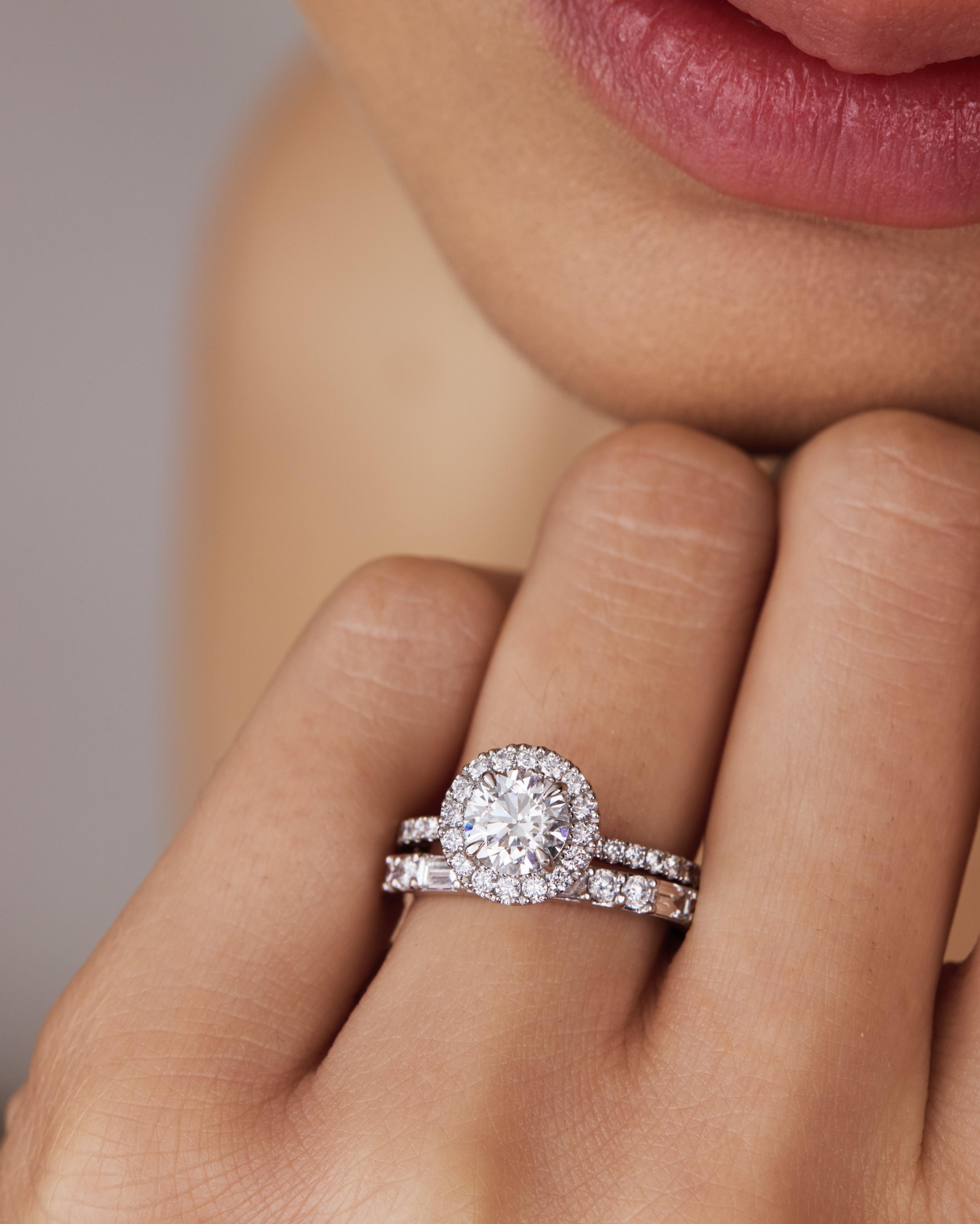 0.25 Carats Moissanite Round & Baguette Shape Half Eternity Wedding Band