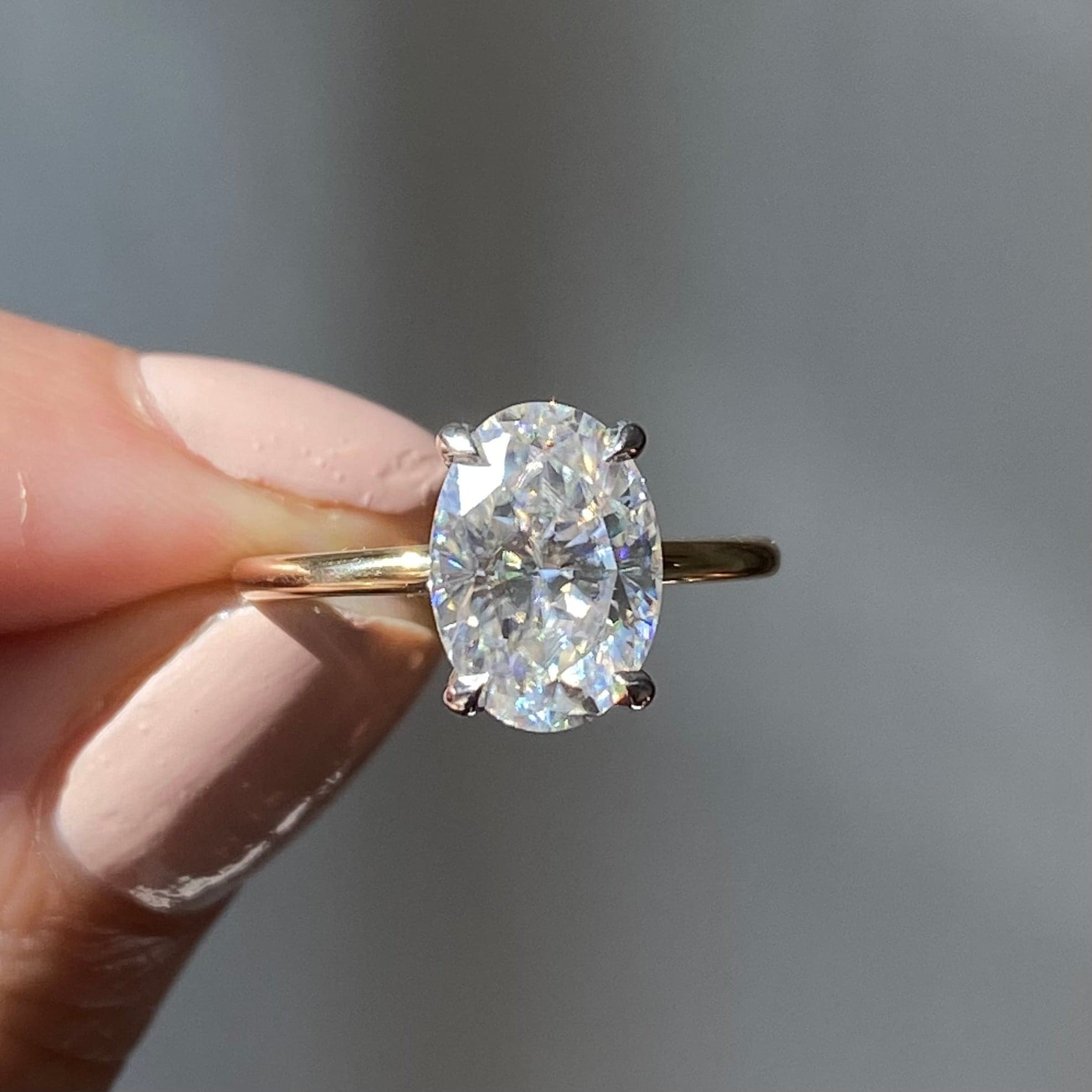 3.0 Carats Oval Shape Moissanite Solitaire Engagement Ring