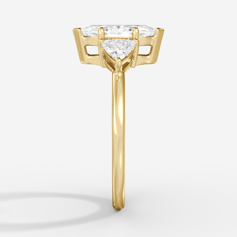 1.0 Carats Marquise Shape Moissanite Three Stone Engagement Ring