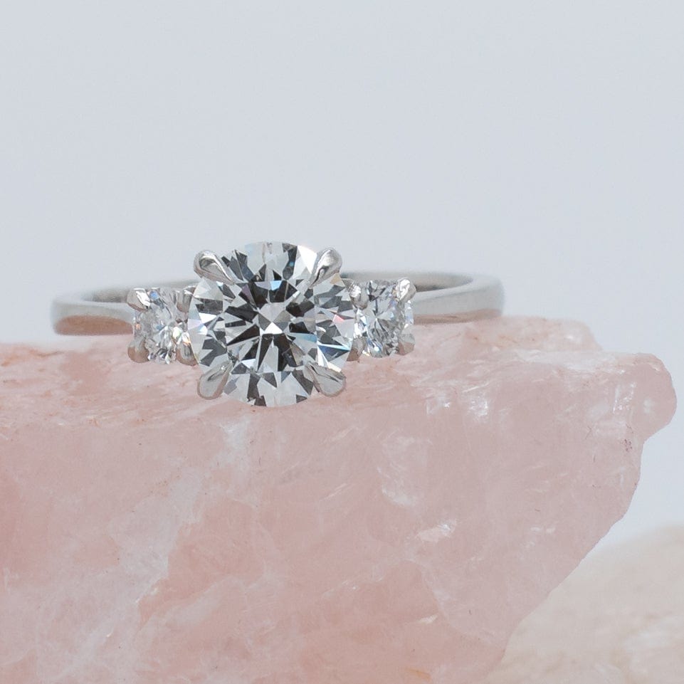 1.02 Carats Round Shape Moissanite Three Stone Engagement Ring