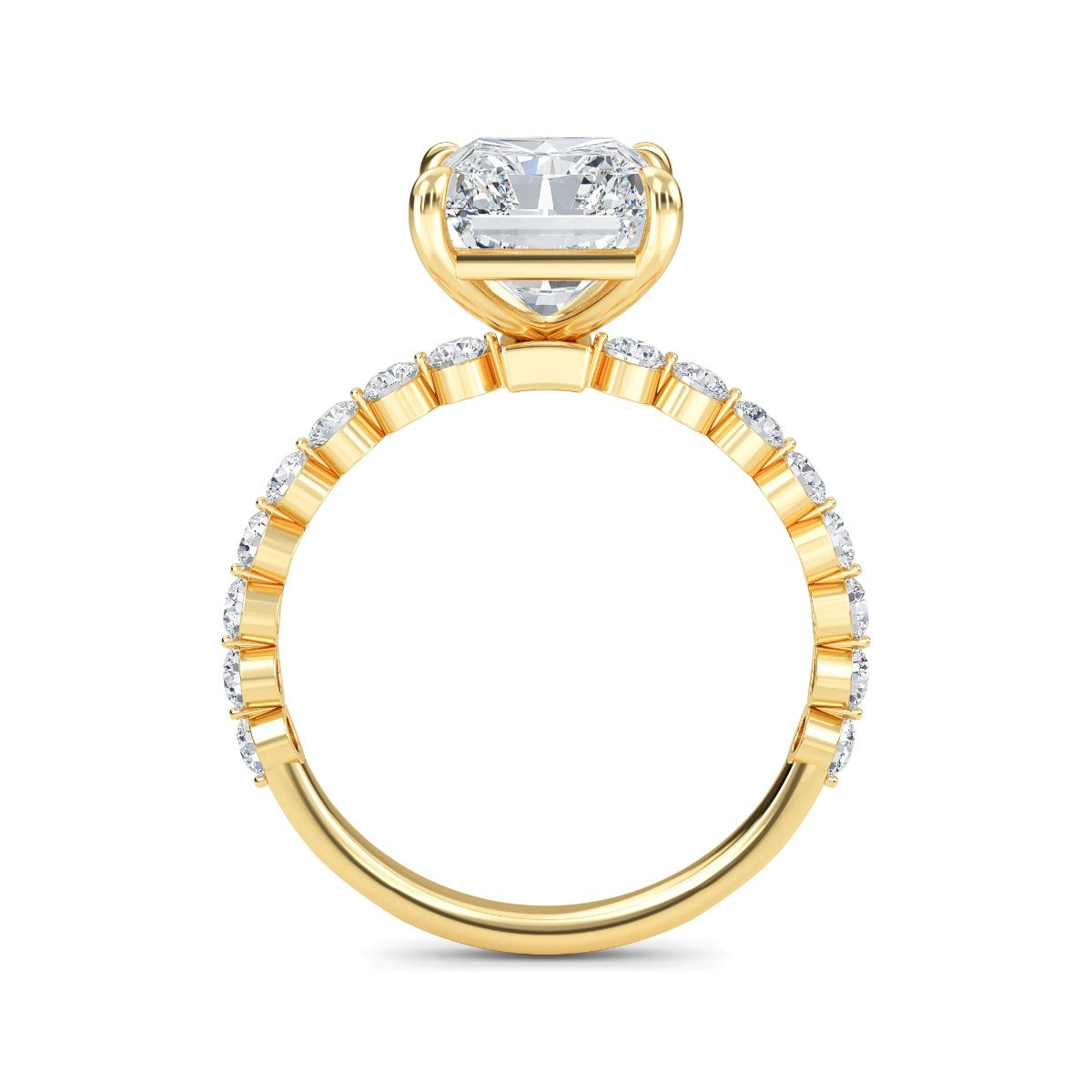 3.0 Carats Radiant Shape Moissanite Pave Engagement Ring