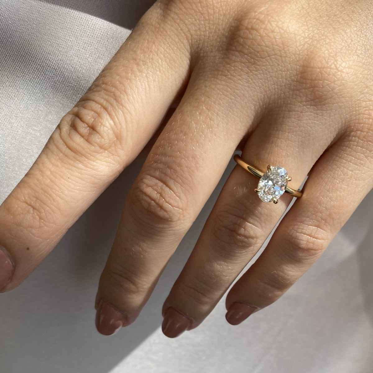 1.48 Carats Oval Shape Moissanite Hidden Halo Engagement Ring