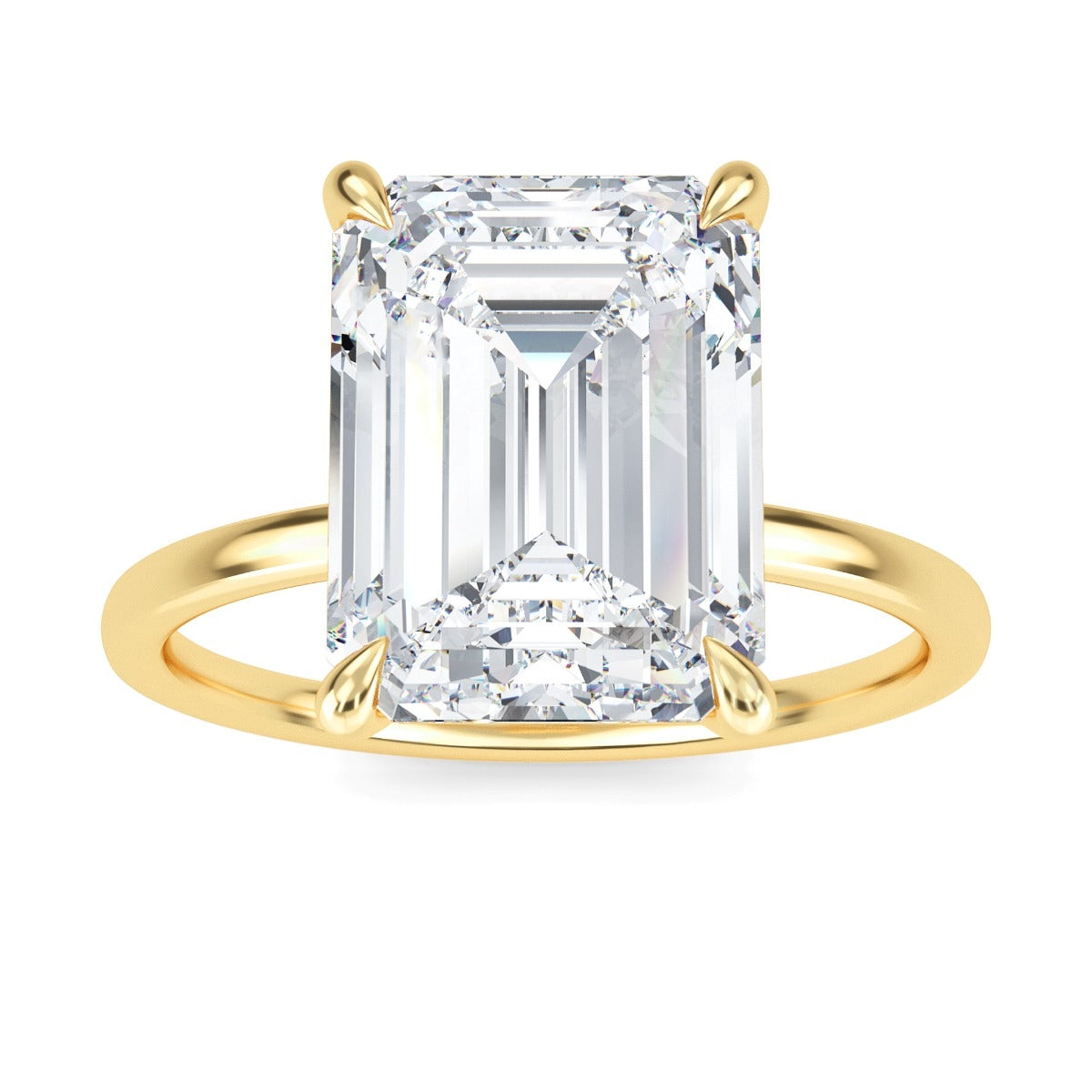 3.70 Carats Emerald Shape Moissanite Solitaire Engagement Ring