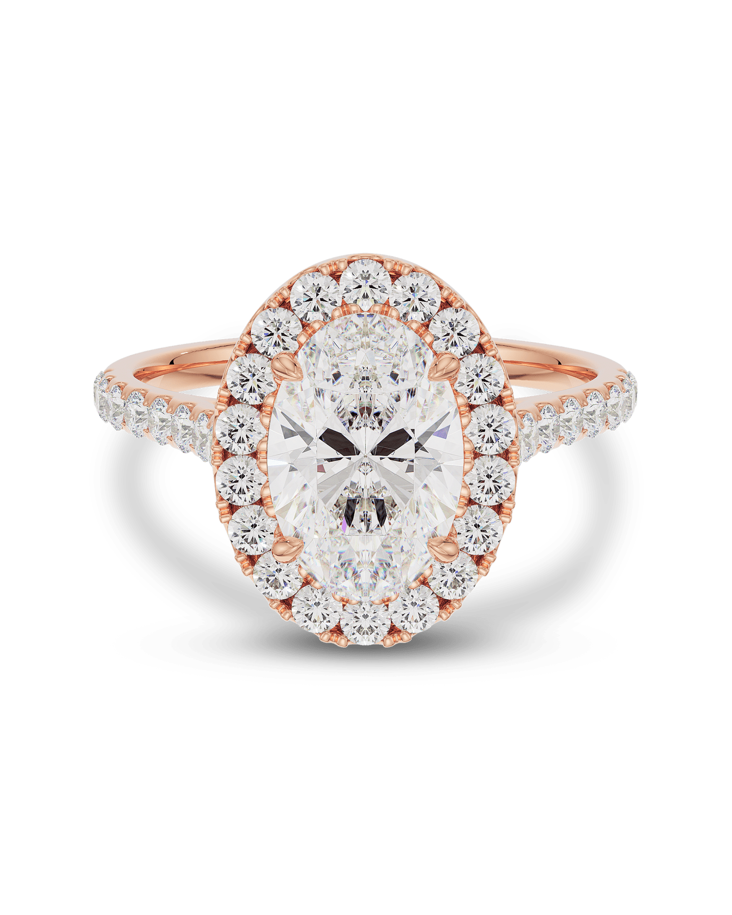 2.0 Carats Oval Shape Moissanite Halo & Pave Engagement Ring
