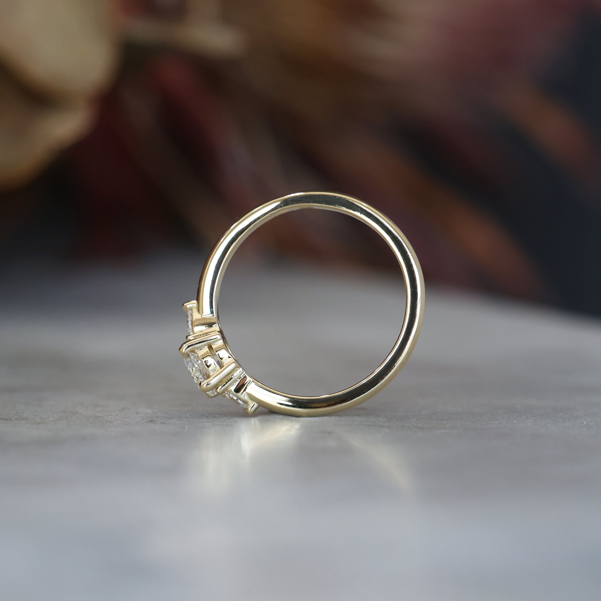 0.51 Carats Round Shape Moissanite Three Stone Engagement Ring