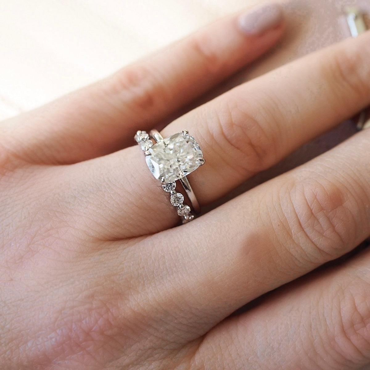 3.0 Carats Cushion Shape Moissanite solitaire Engagement Ring
