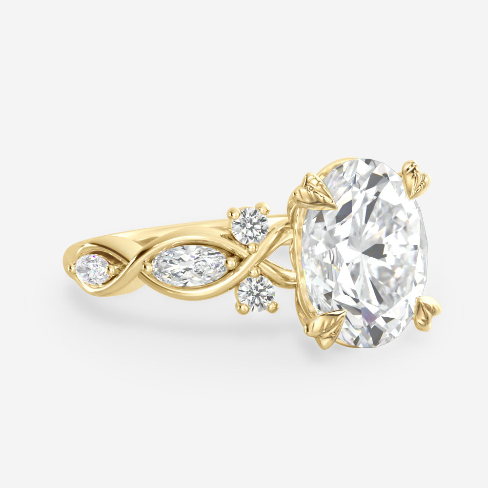 2.10 Carats Oval Shape Moissanite Pave Engagement Ring