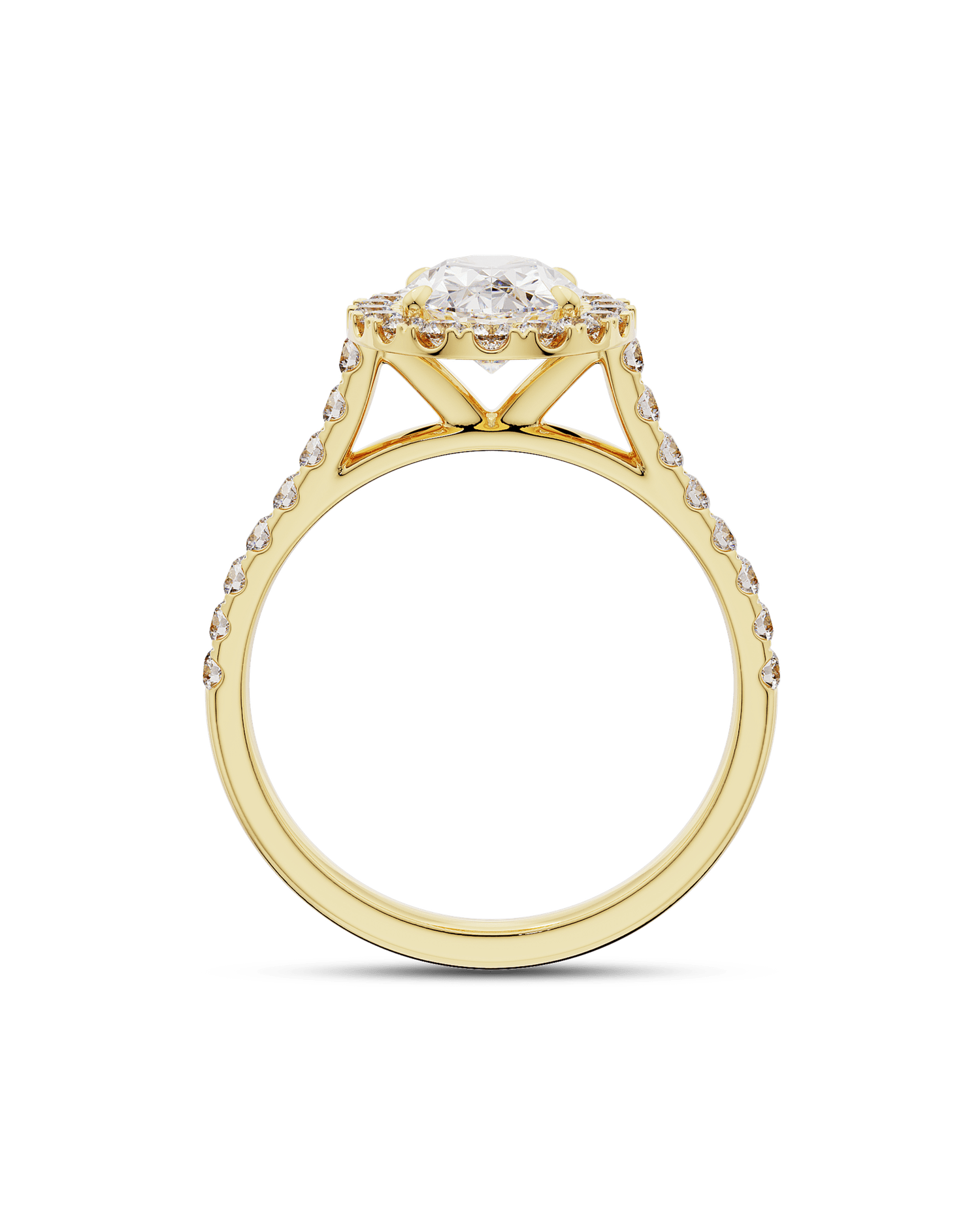 1.50 Carats Oval Shape Moissanite Halo & Pave Engagement Ring