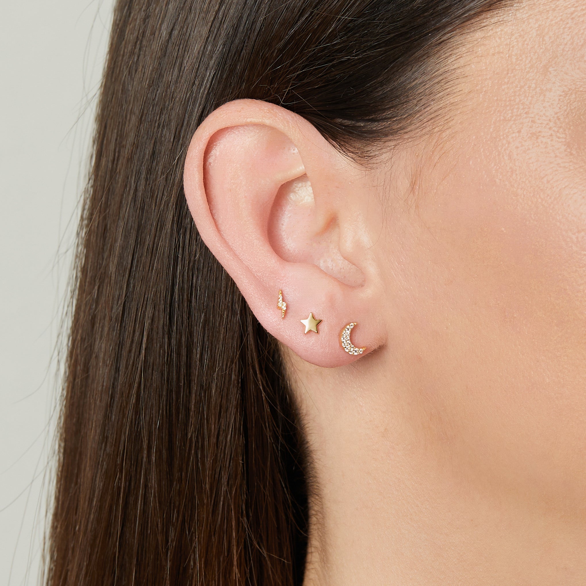 0.20 TCW Round Shape Moissanite Lightning Bolt Studs Earrings