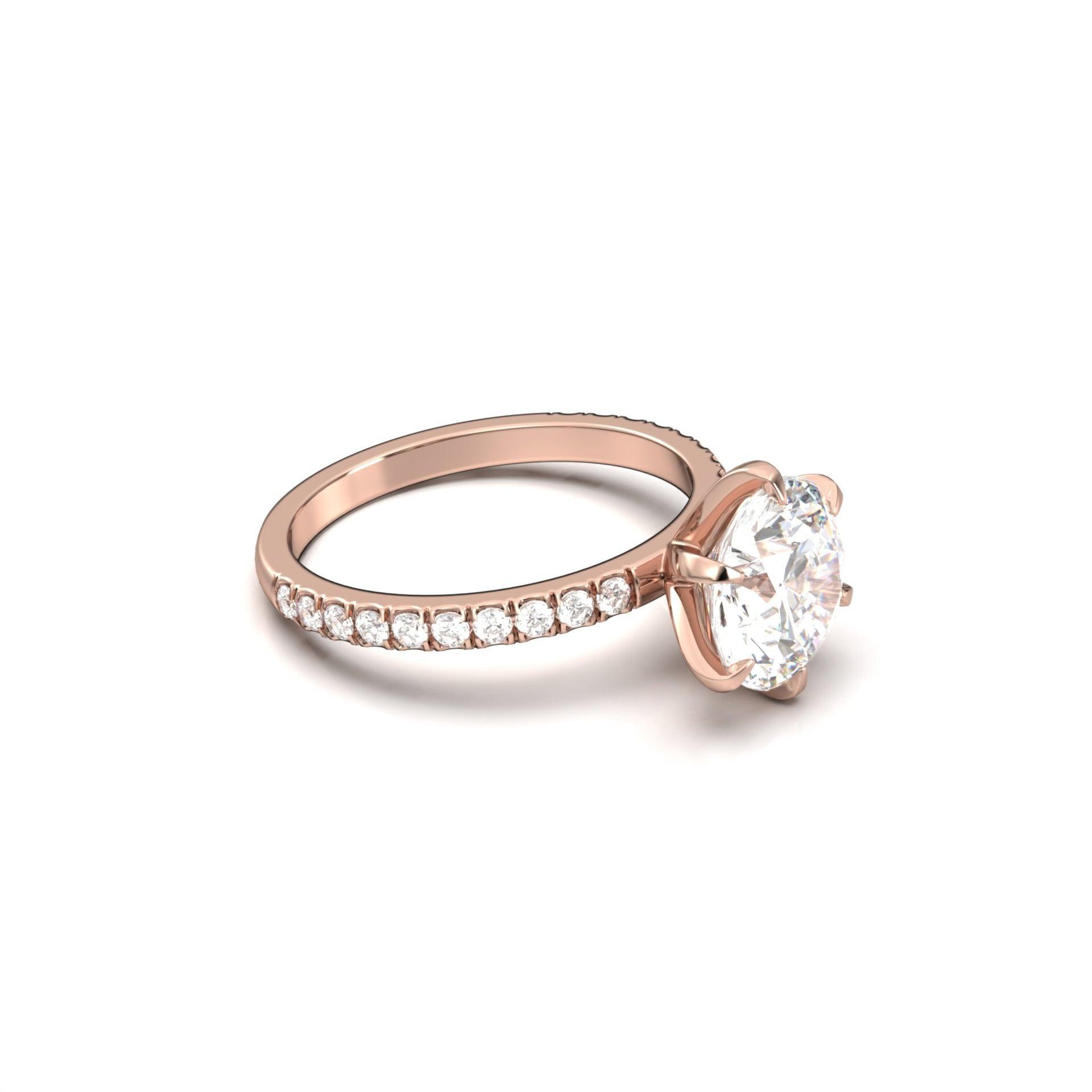 1.50 Carats Round Shape Moissanite Pave Engagement Ring