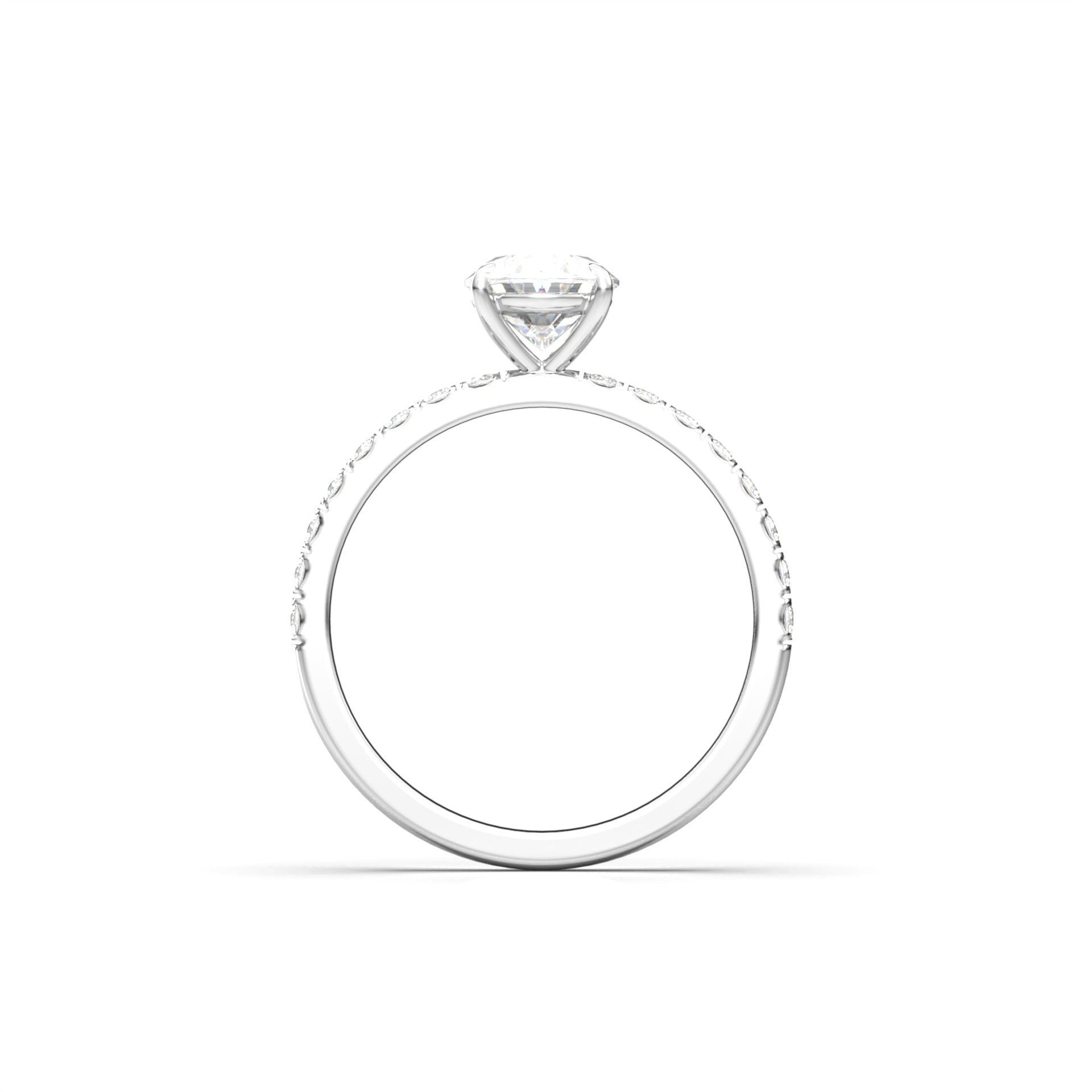 1.0 Carats Oval Shape Moissanite Pave Engagement Ring