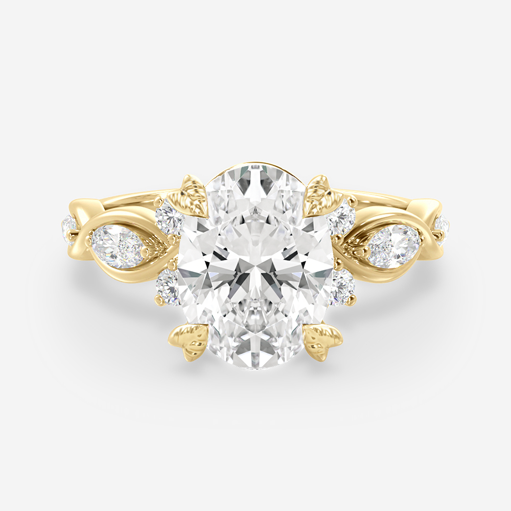 2.10 Carats Oval Shape Moissanite Pave Engagement Ring