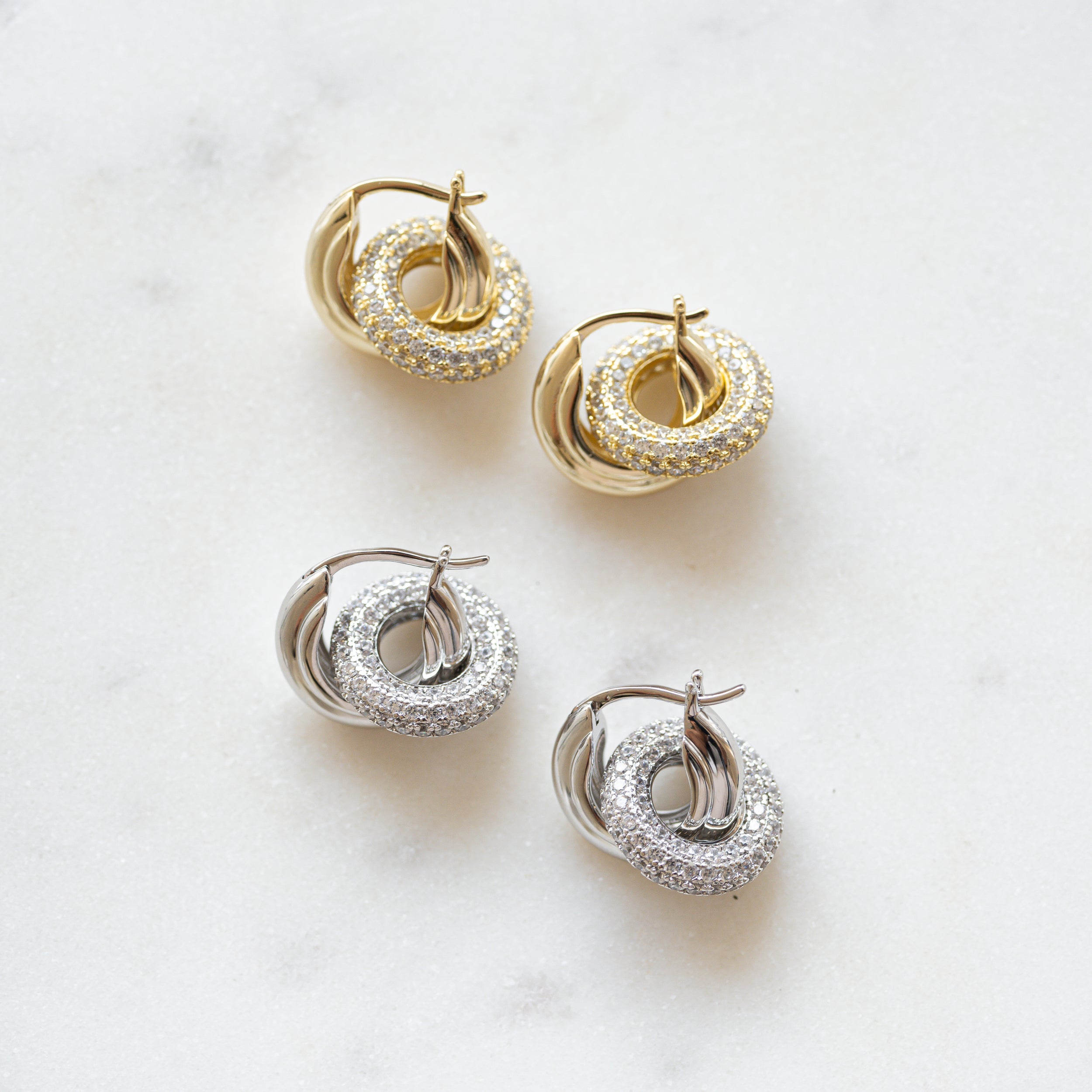 1.50 TCW Round Shape Moissanite Pave Hoop Earrings