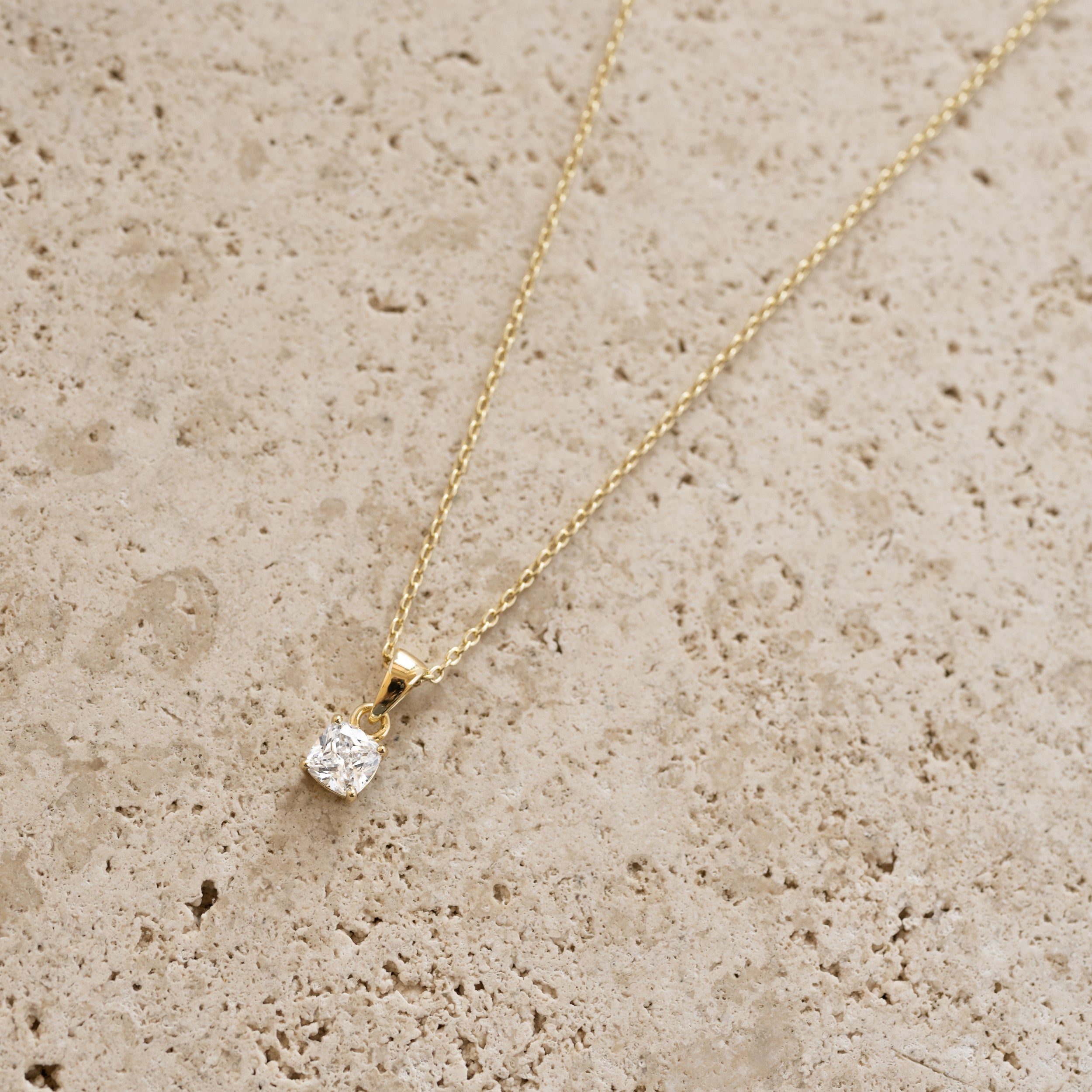 0.10 Carats Cushion Shape Moissanite Solitaire Necklace