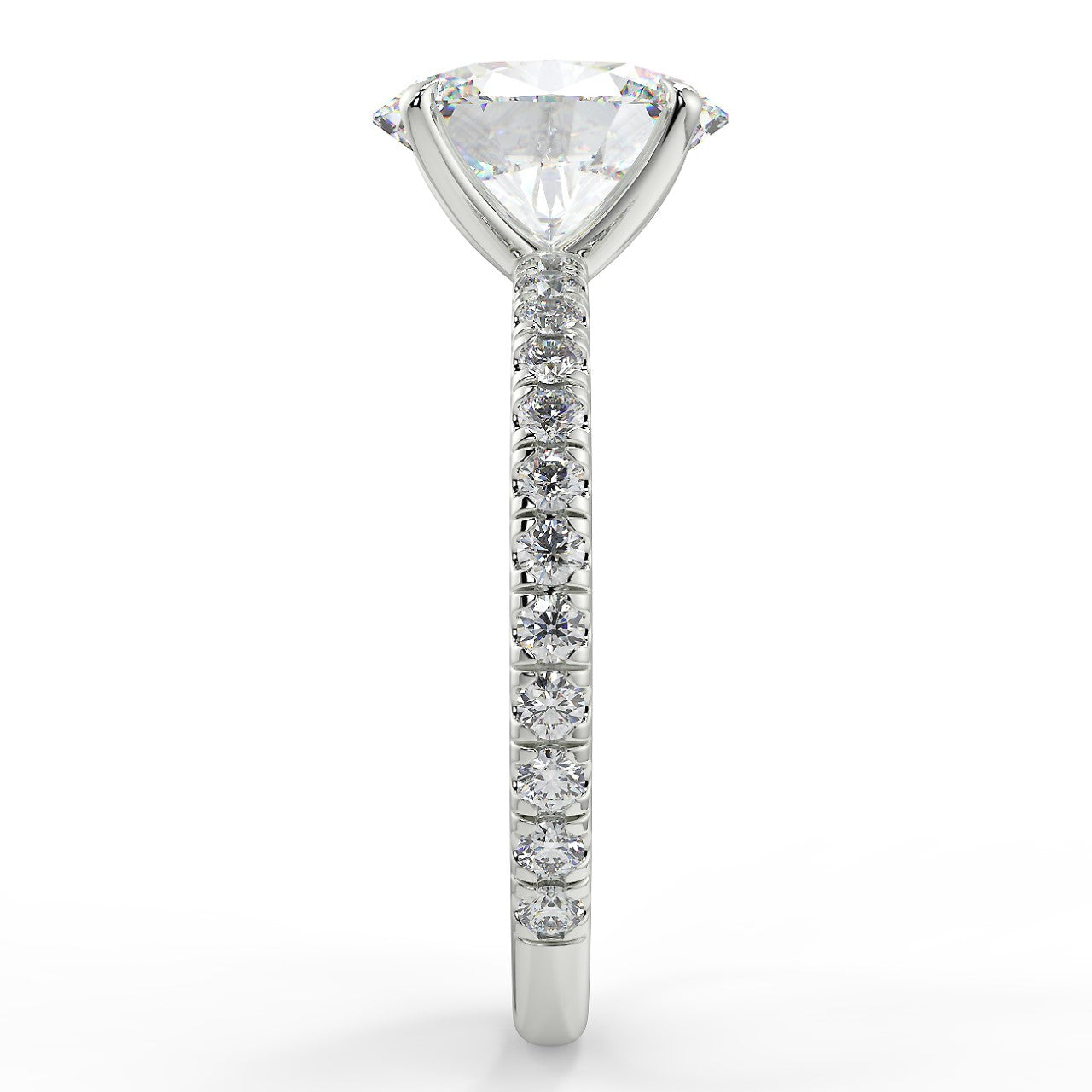 2.0 Carats Oval Shape Moissanite Pave Engagement Ring